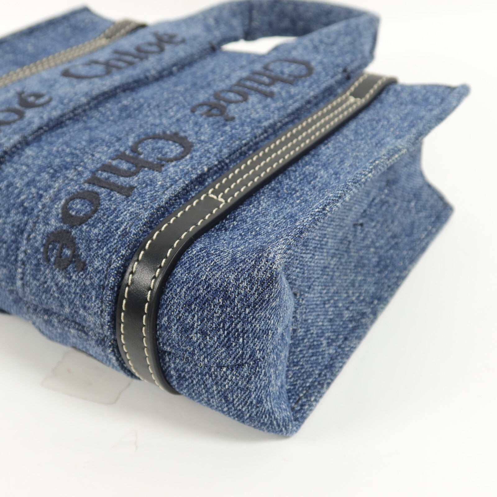Chloe 牛仔布Woody Tote Mini手挽肩背兩用袋