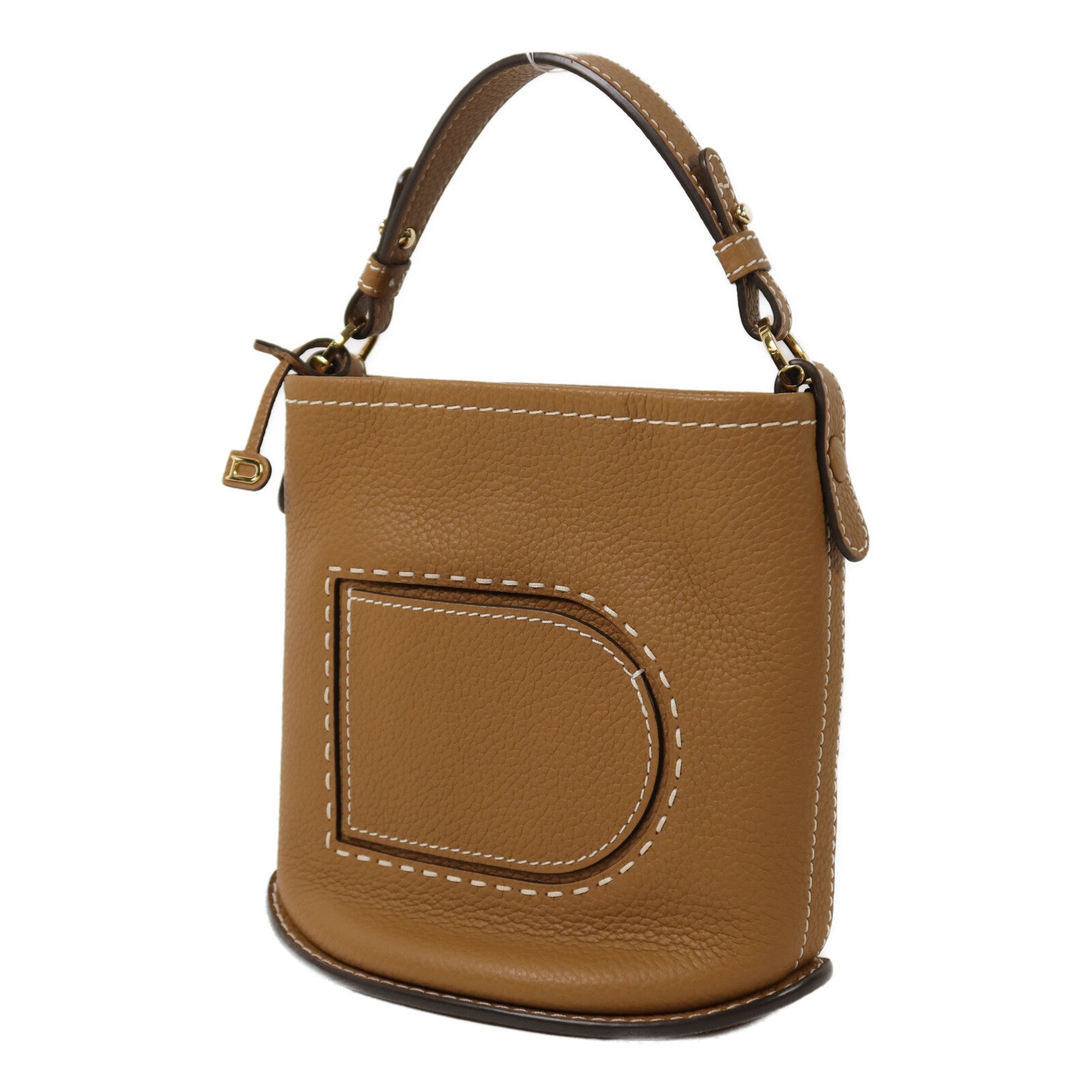 Delvaux 牛皮皮革Pin Mini Bucket金扣手挽袋