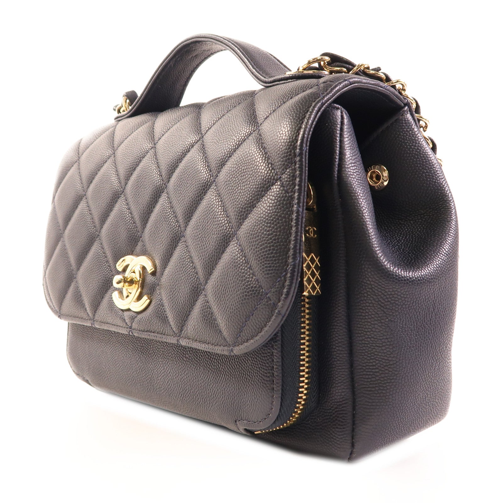 CHANEL 牛皮皮革Chain Shoulder金扣手挽肩背兩用袋