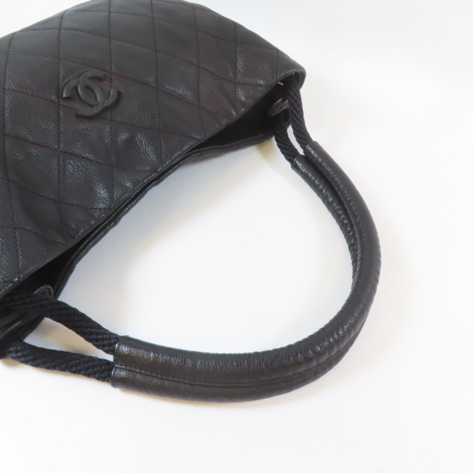 CHANEL 菱格牛皮皮革Shoulder Bag銀扣肩背袋黑色