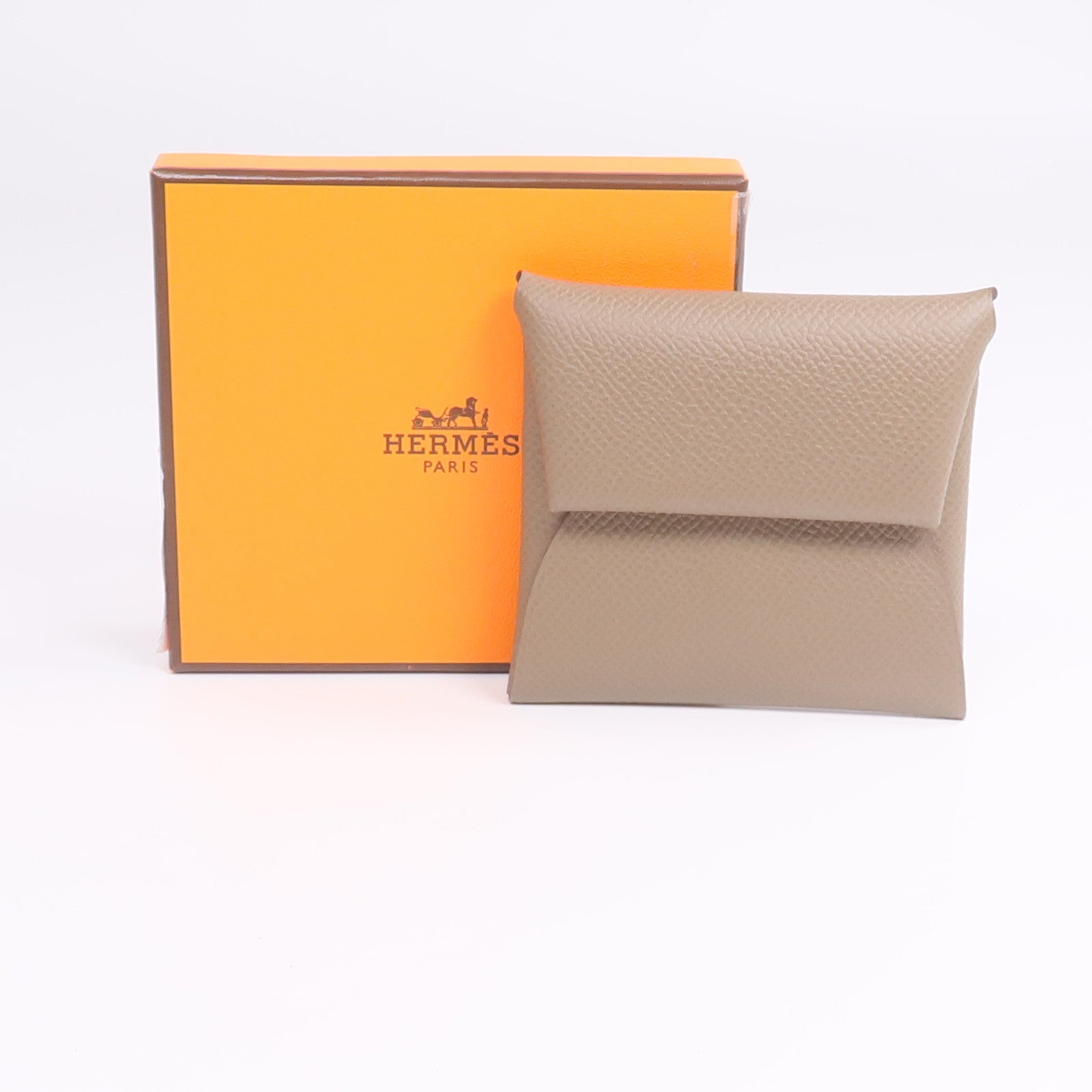 HERMES Epsom皮革Bastia零錢包Etoupe
