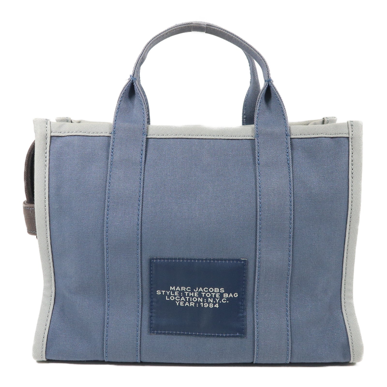 MARC JACOBS 帆布Tote Bag銀扣手挽肩背兩用袋藍色