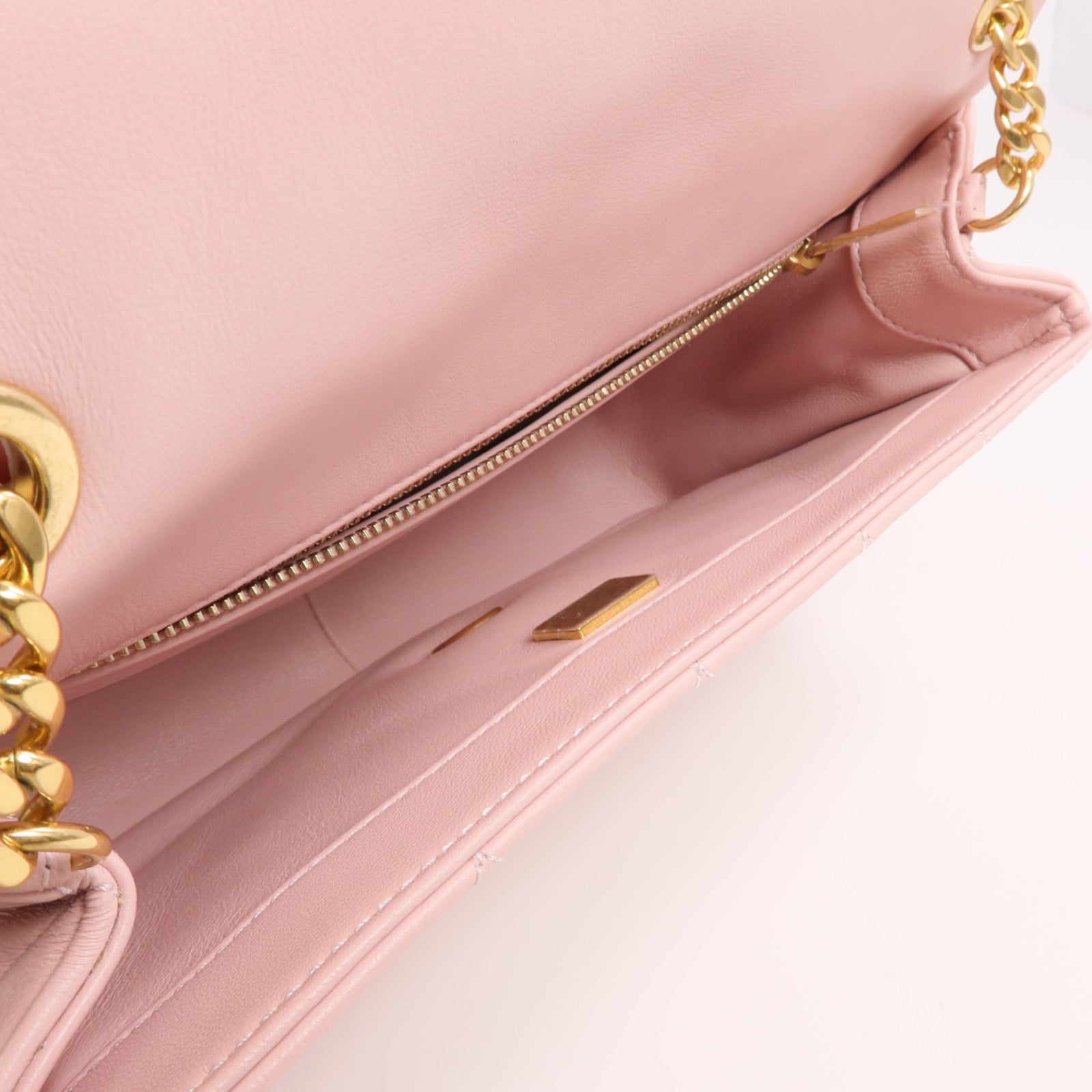 CHANEL 羊皮皮革Chain Shoulder金扣鏈帶肩背袋