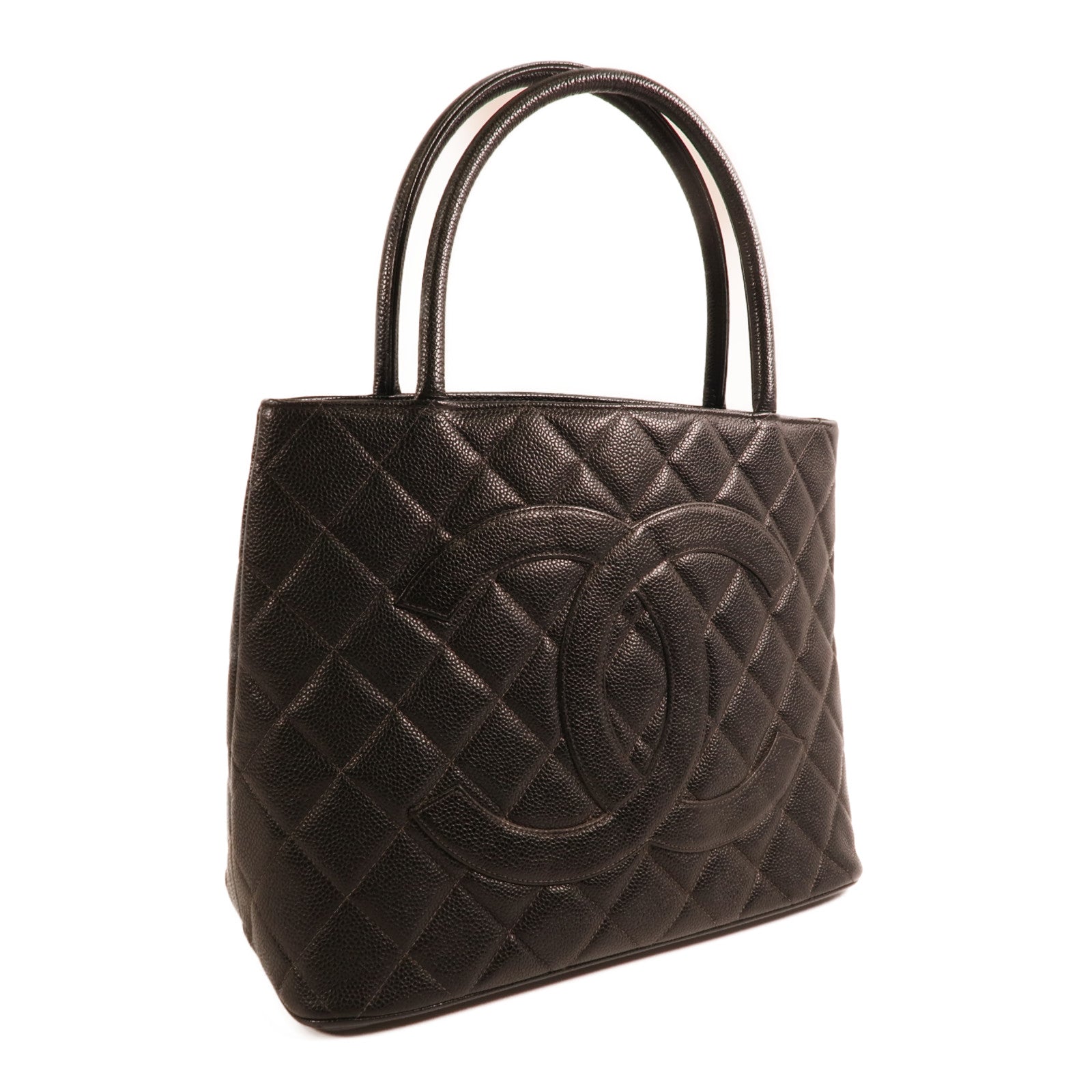 CHANEL 牛皮皮革Tote Bag銀扣肩背袋/手挽袋