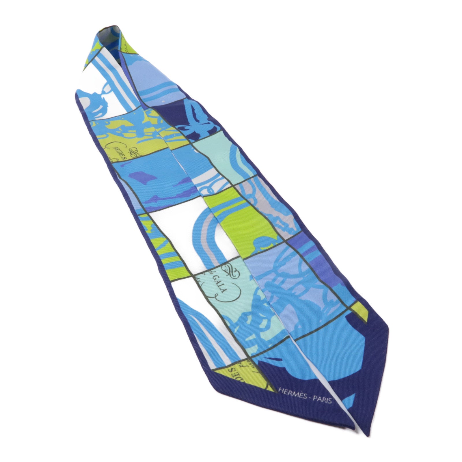 HERMES 【激減優惠】絲質Twilly絲巾藍色
