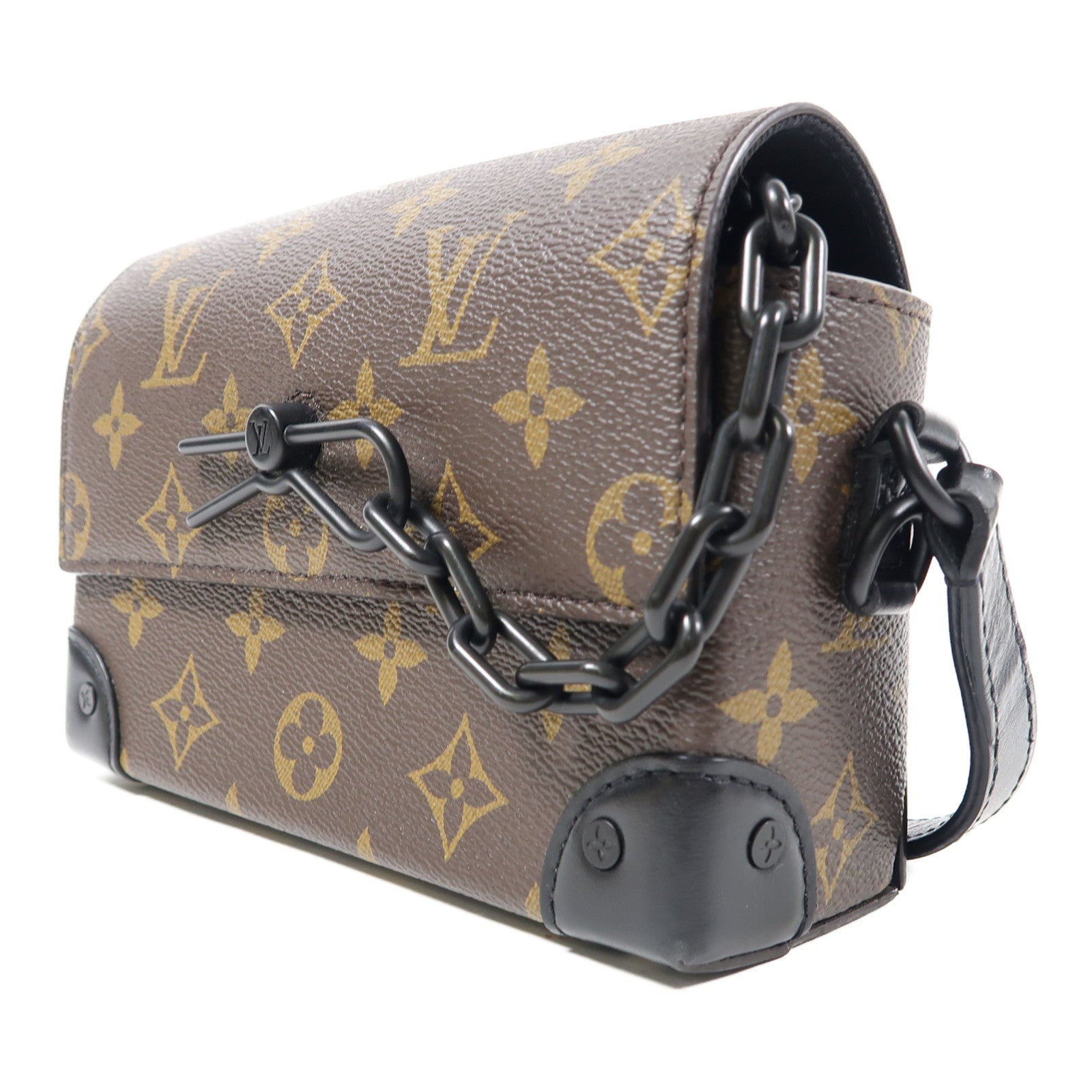 LOUIS VUITTON Monogram Macassar Steamer肩背袋啡色/黑色