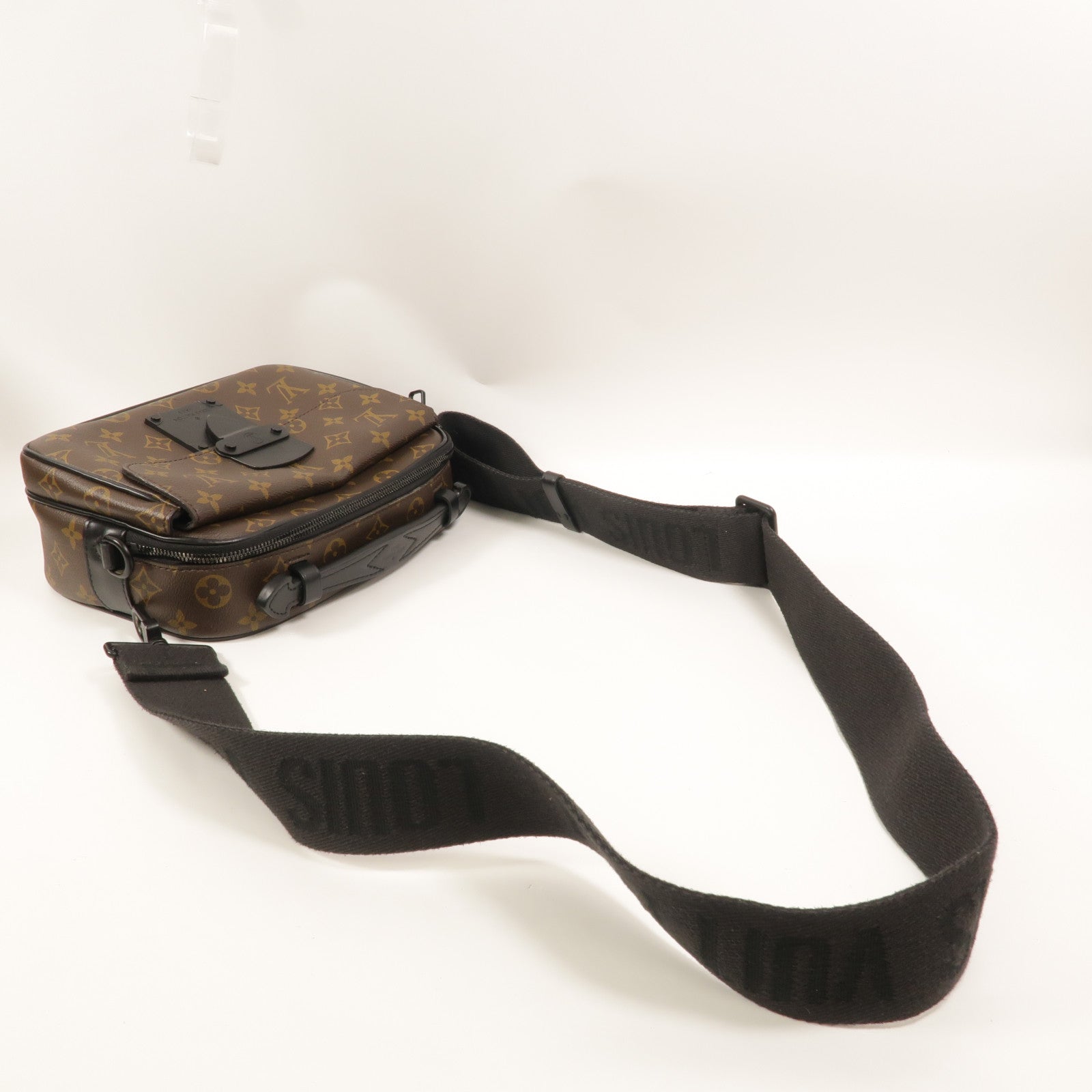 LOUIS VUITTON Monogram Macassar S Lock Messenger手挽肩背兩用袋