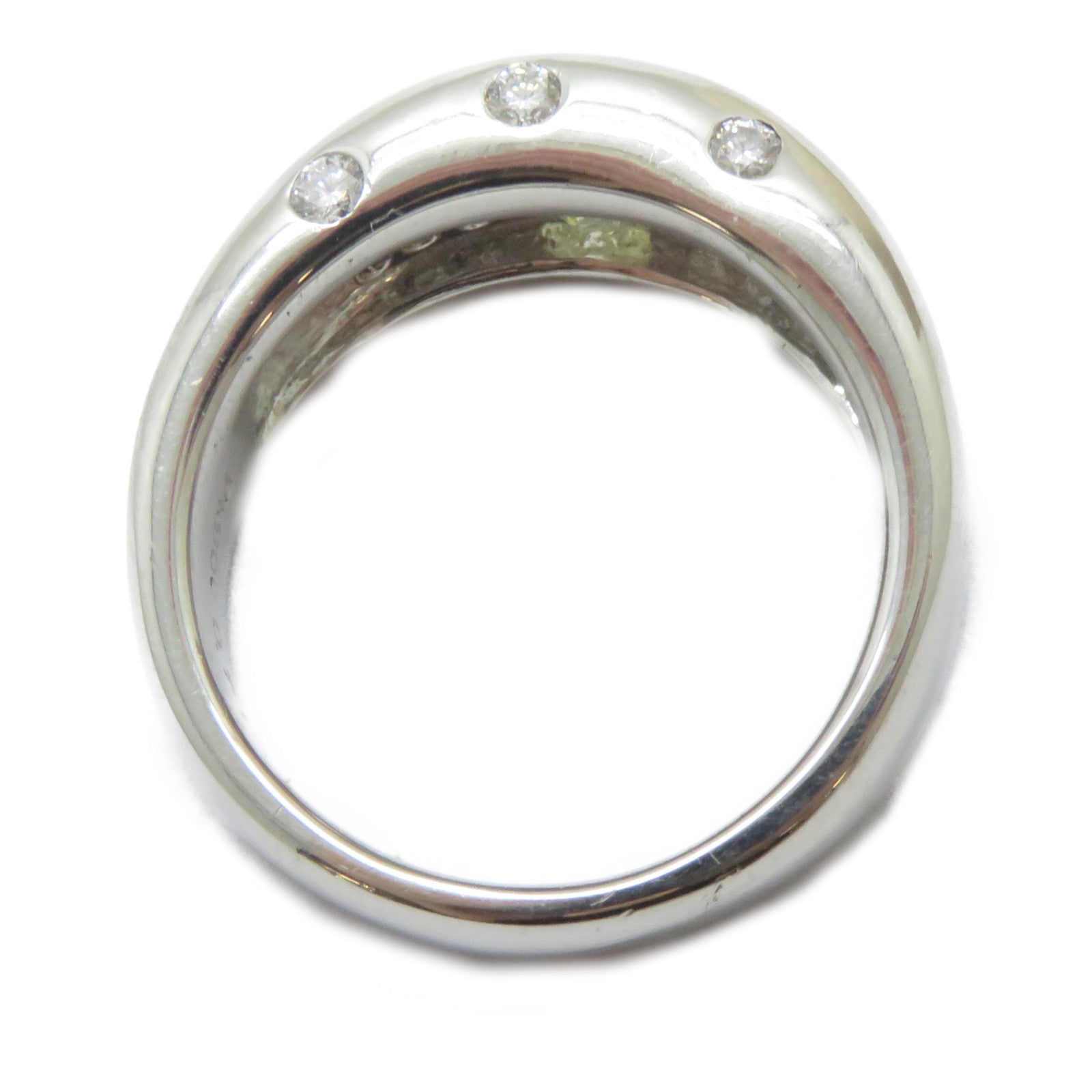 JEWELRY PT900鉑金Color Stone Ring 0.713ct黃色寶石/0.4ct鑽石戒指US#6.75
