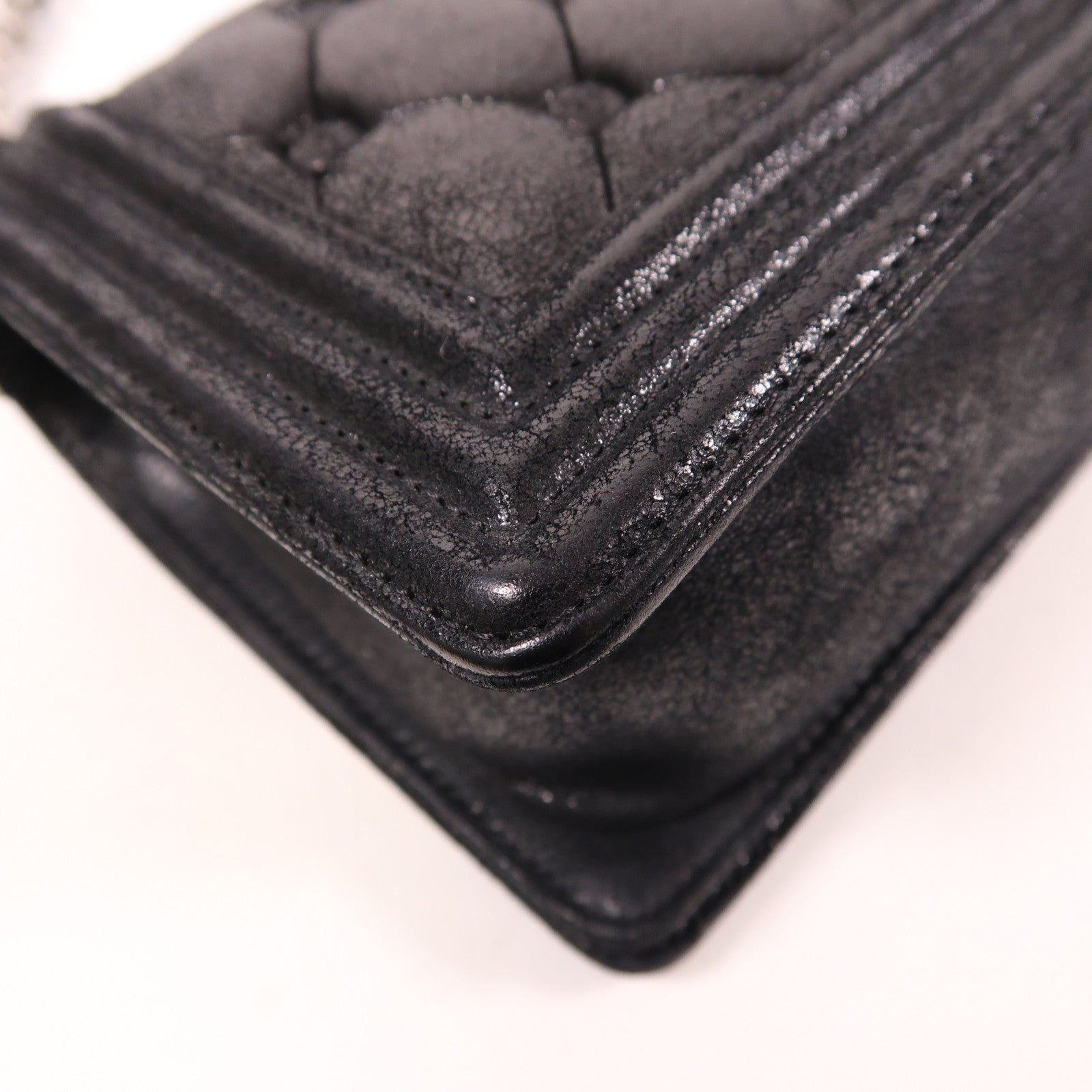 CHANEL 【激減優惠】牛皮皮革Boy 25銀扣鏈帶肩背袋