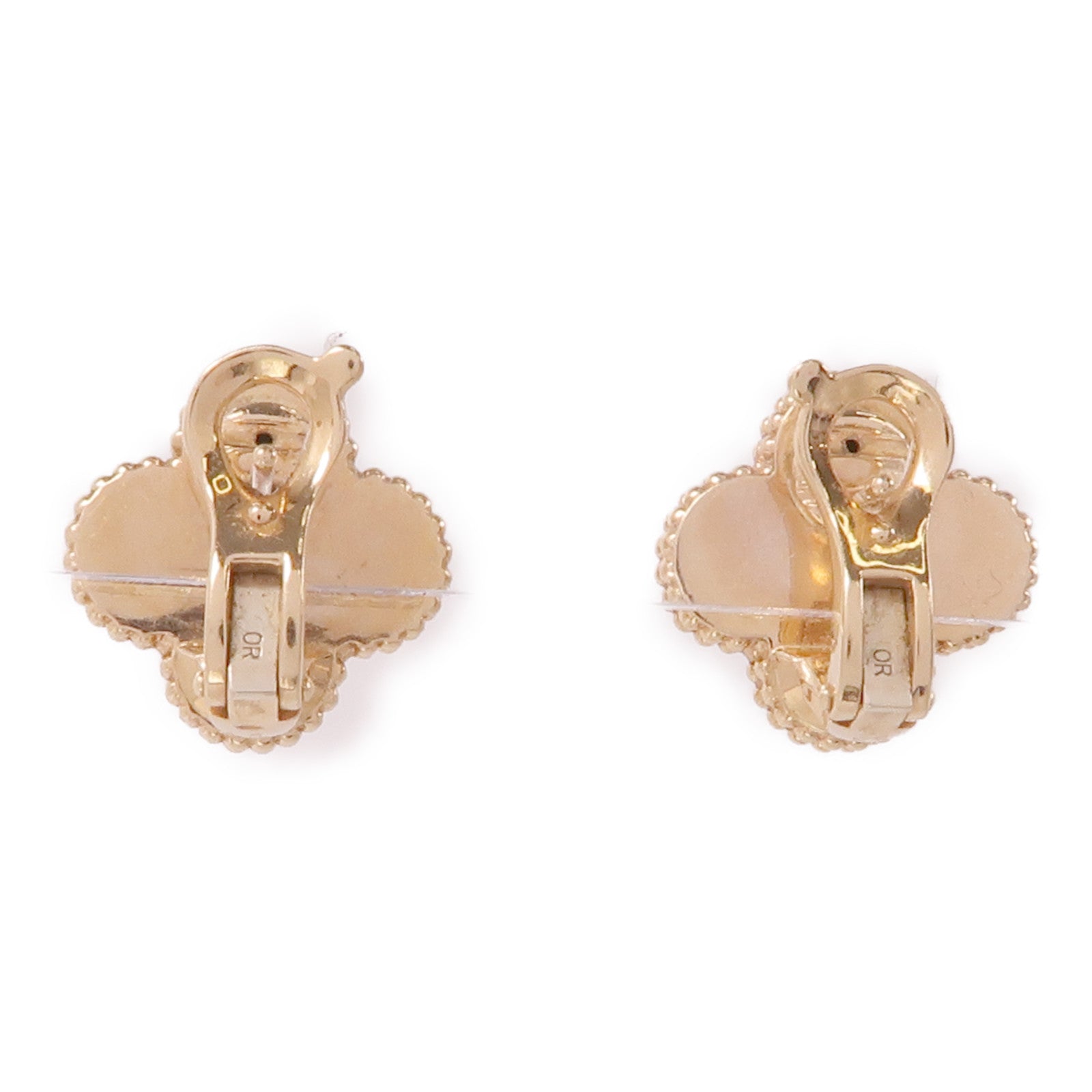 Van Cleef & Arpels 18K玫瑰金Vintage Alhambra Earrings鑽石/縞瑪瑙耳環