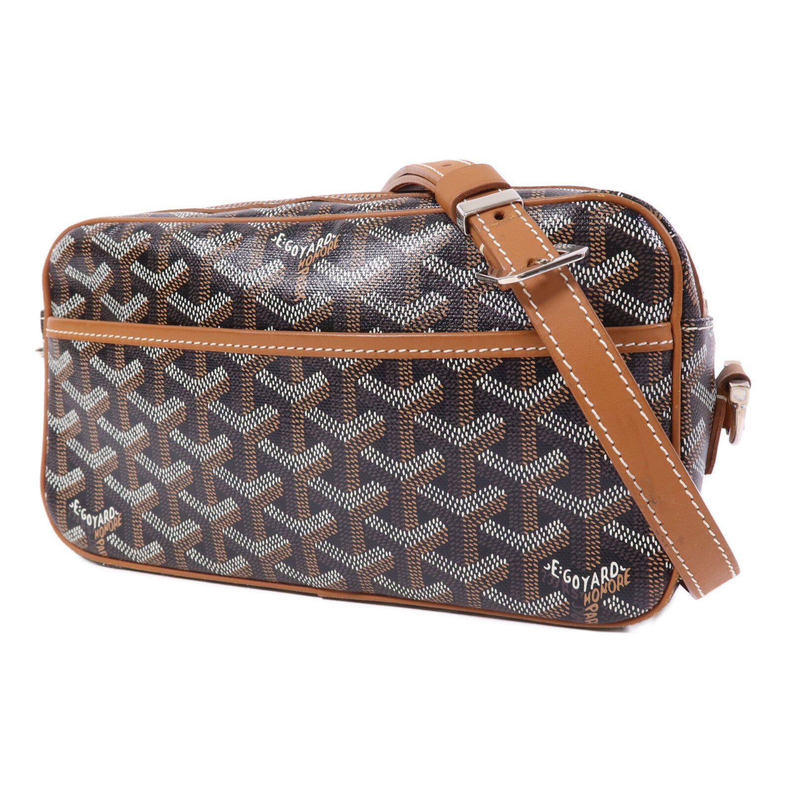 GOYARD 塗層帆布Cap-Vert PM銀扣肩背袋