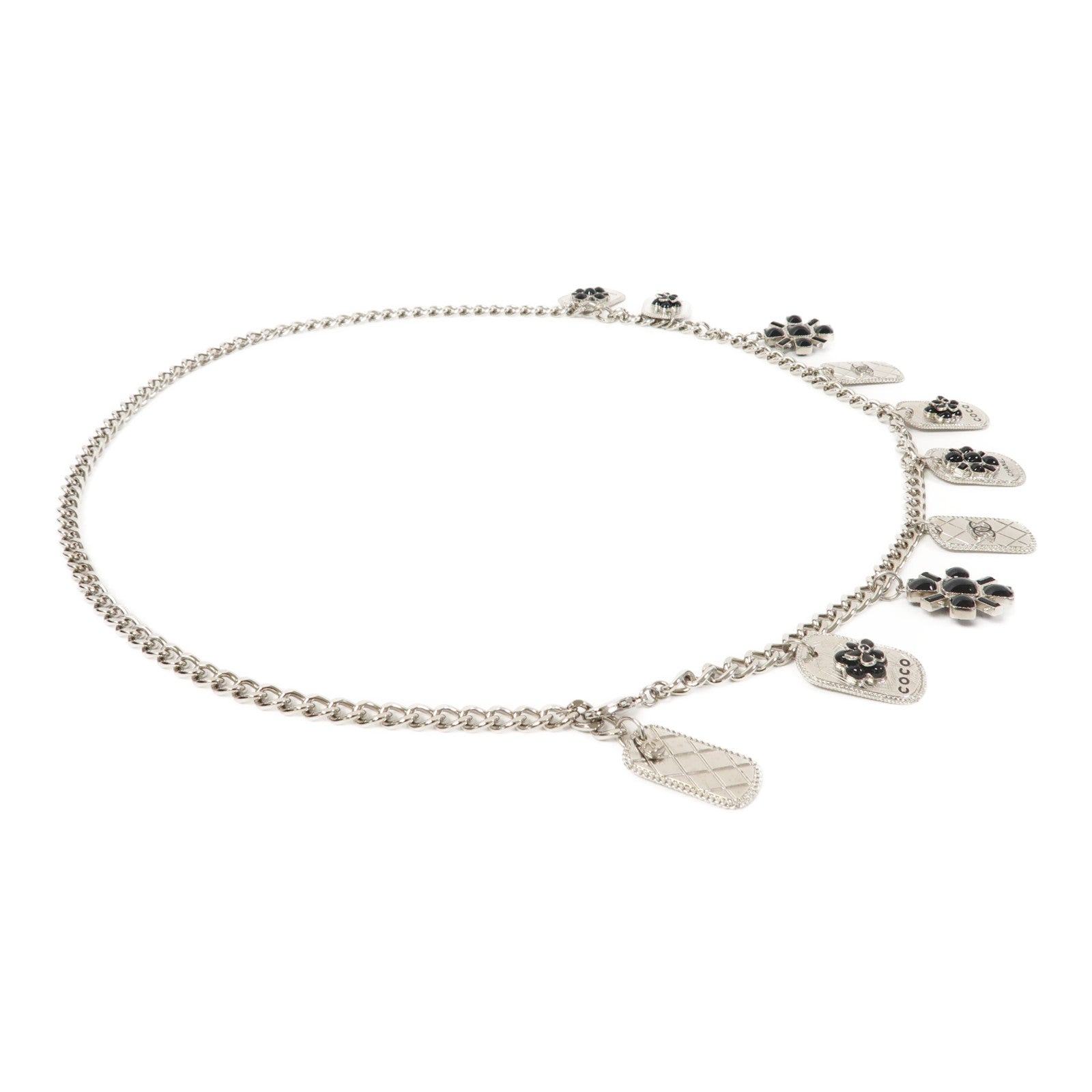 CHANEL 金屬Chain Belt皮帶黑色/銀色