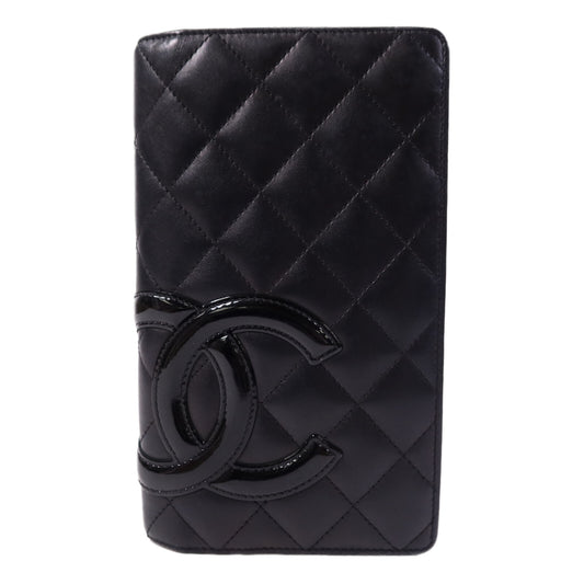 CHANEL 羊皮皮革Cambon Wallet銀扣長錢包