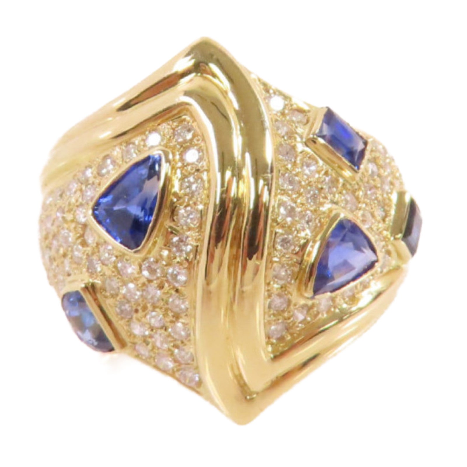 JEWELRY 【激減優惠】18K黃金/1.63ct藍寶石/0.68ct鑽石Sapphire Ring戒指US#6.75