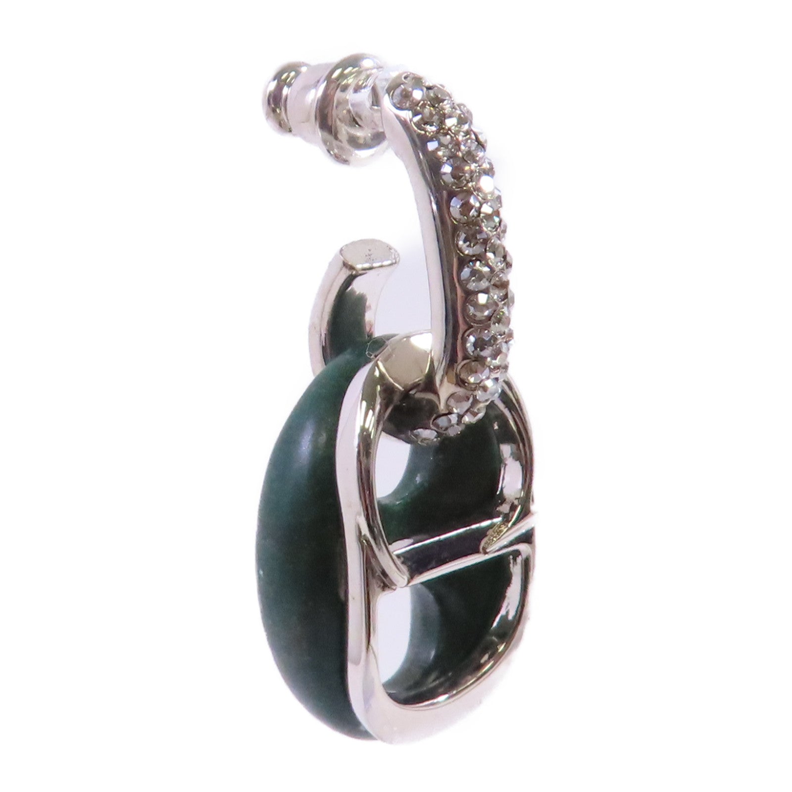 Dior CD Earring 500 Metal PVC Rhinestones Green