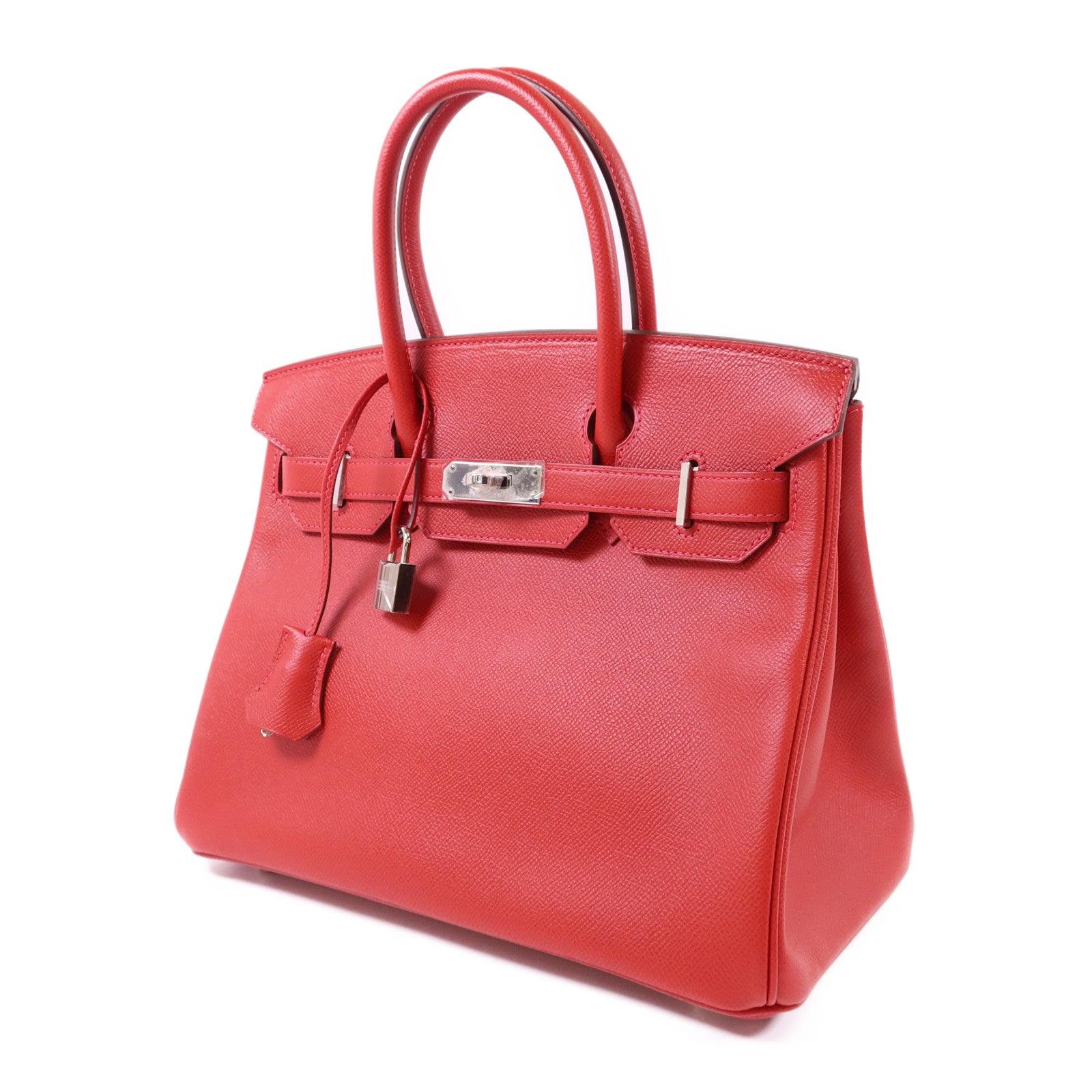 HERMES Epsom皮革Birkin 30銀扣手挽袋Rouge Casaque