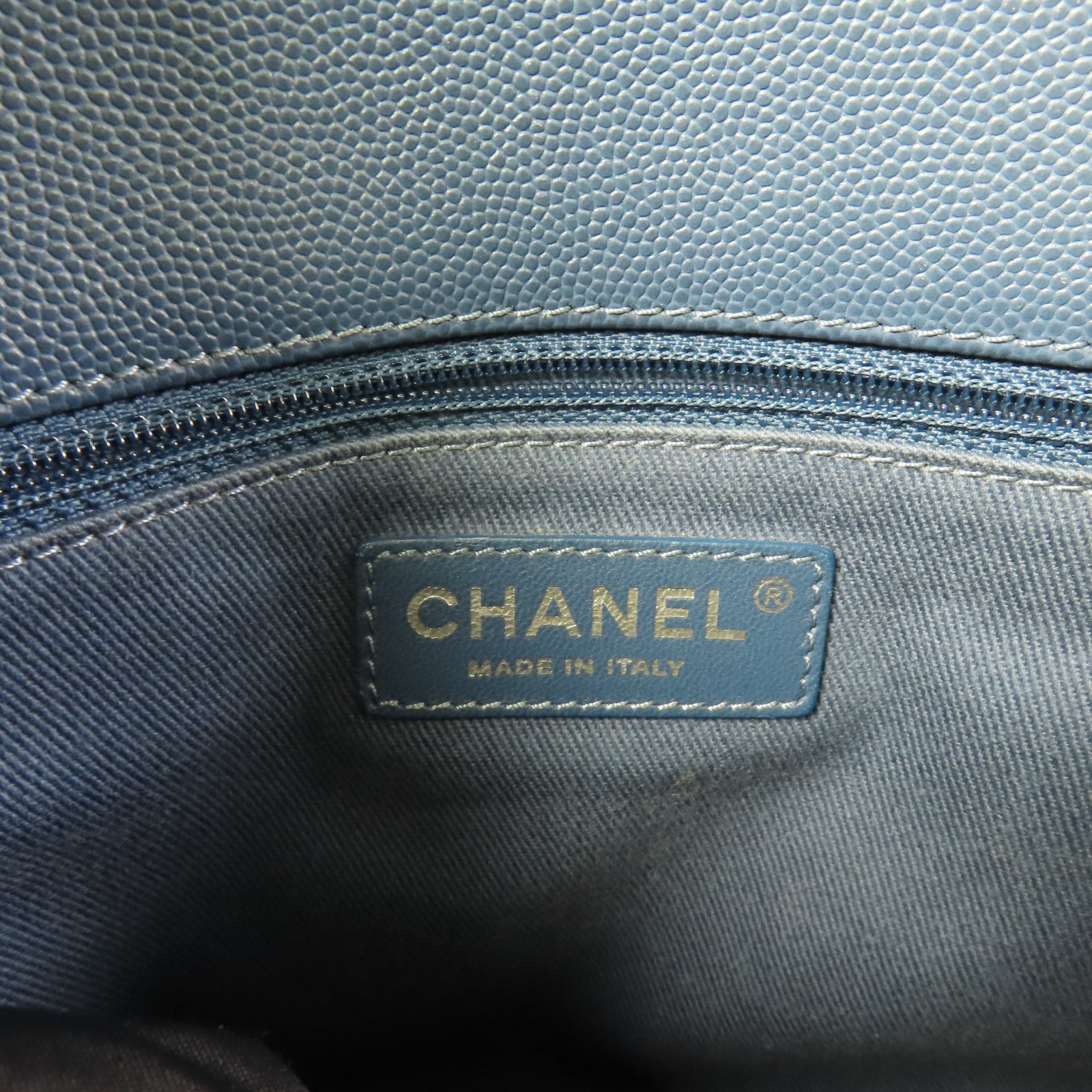 CHANEL CC Coco Handle Medium Chain 2 Way Bag A92990 Calfskin Leather Blue