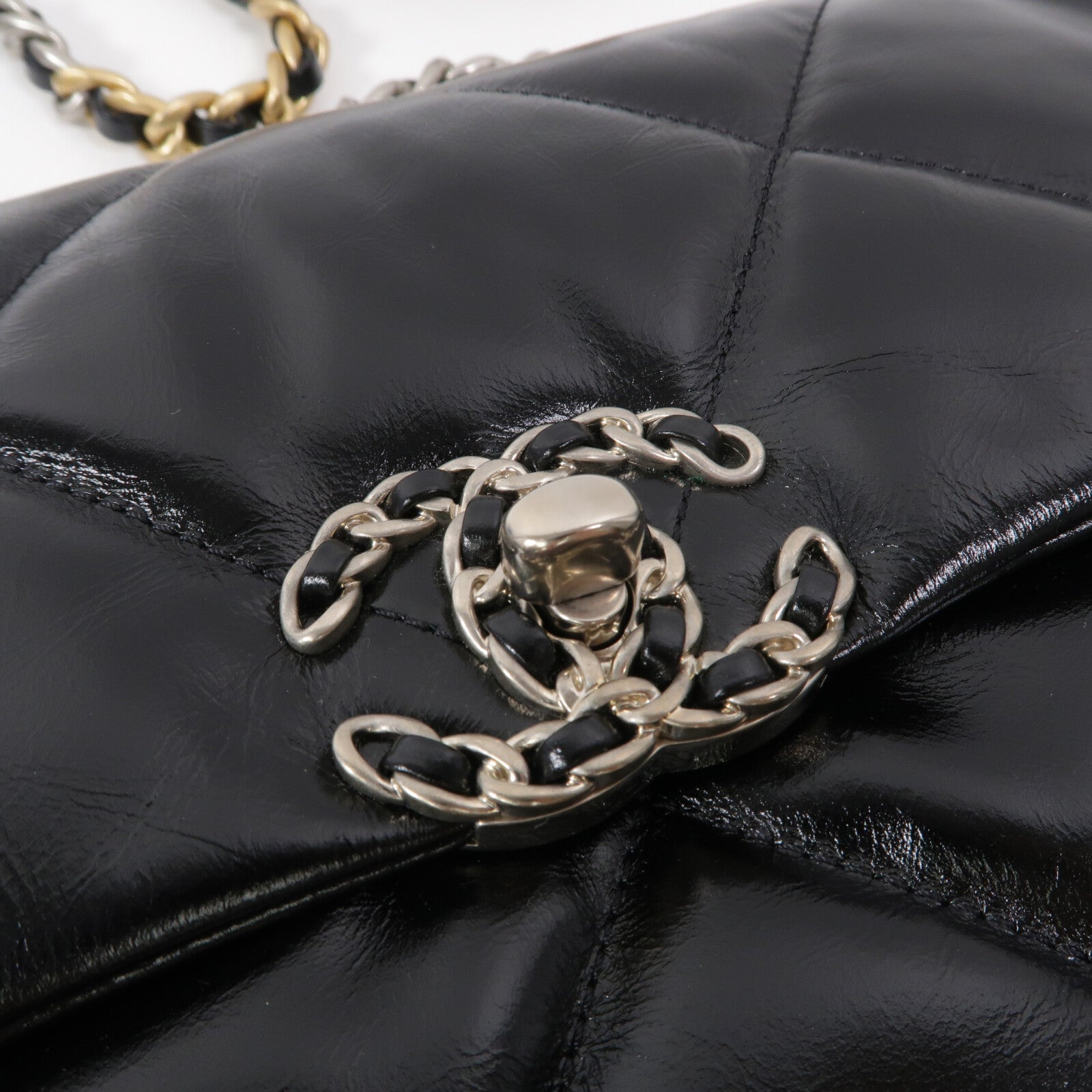 CHANEL 牛皮皮革Chanel 19 Small鏈帶手挽肩背兩用袋