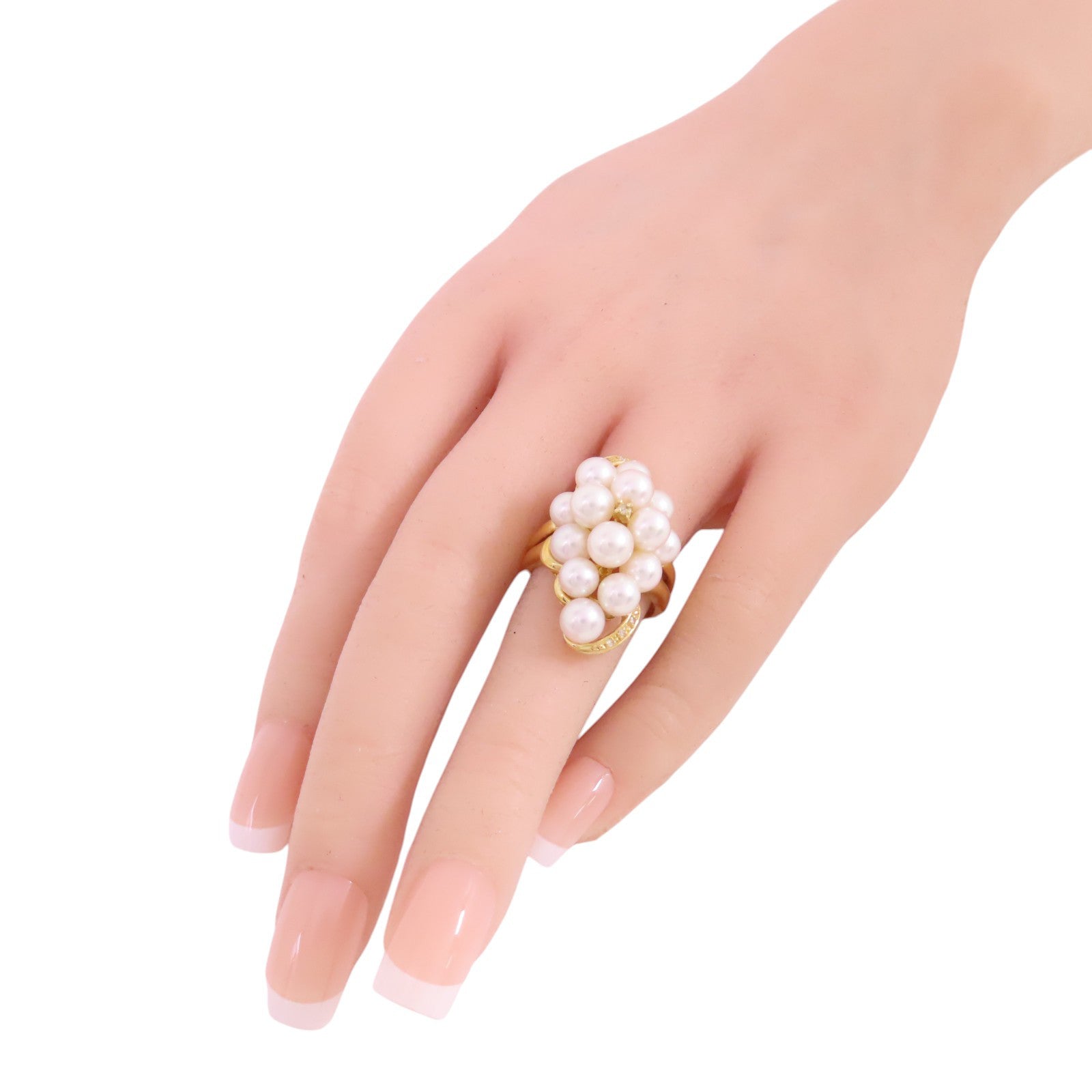 JEWELRY 18K黃金/珍珠/鑽石Pearl Diamond Ring戒指US#7.25