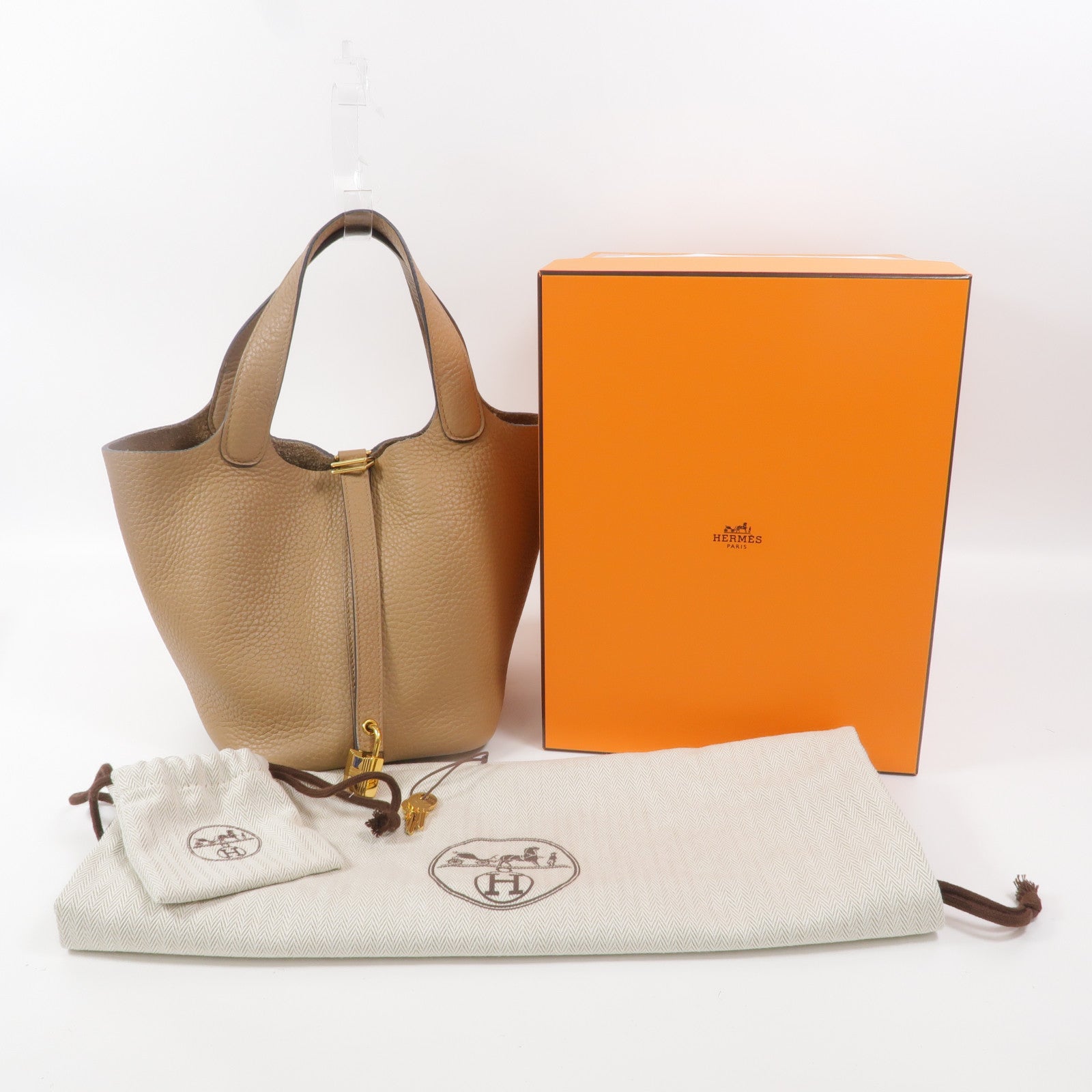 HERMES Clemence皮革Picotin PM手挽袋Chai