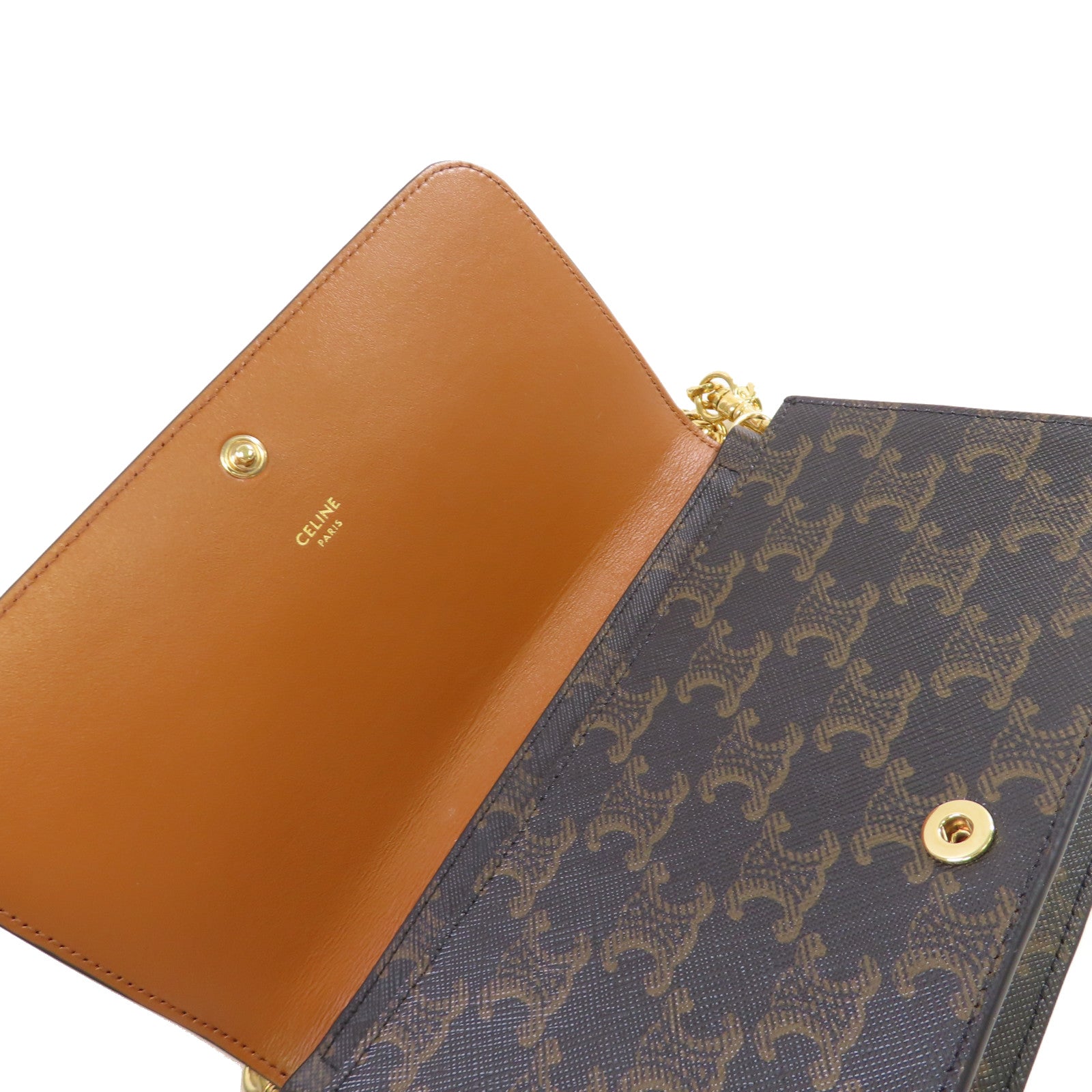 CELINE Triomphe帆布Mulipochette 2Way Shoulder Bag金扣手挽肩背兩用袋啡色