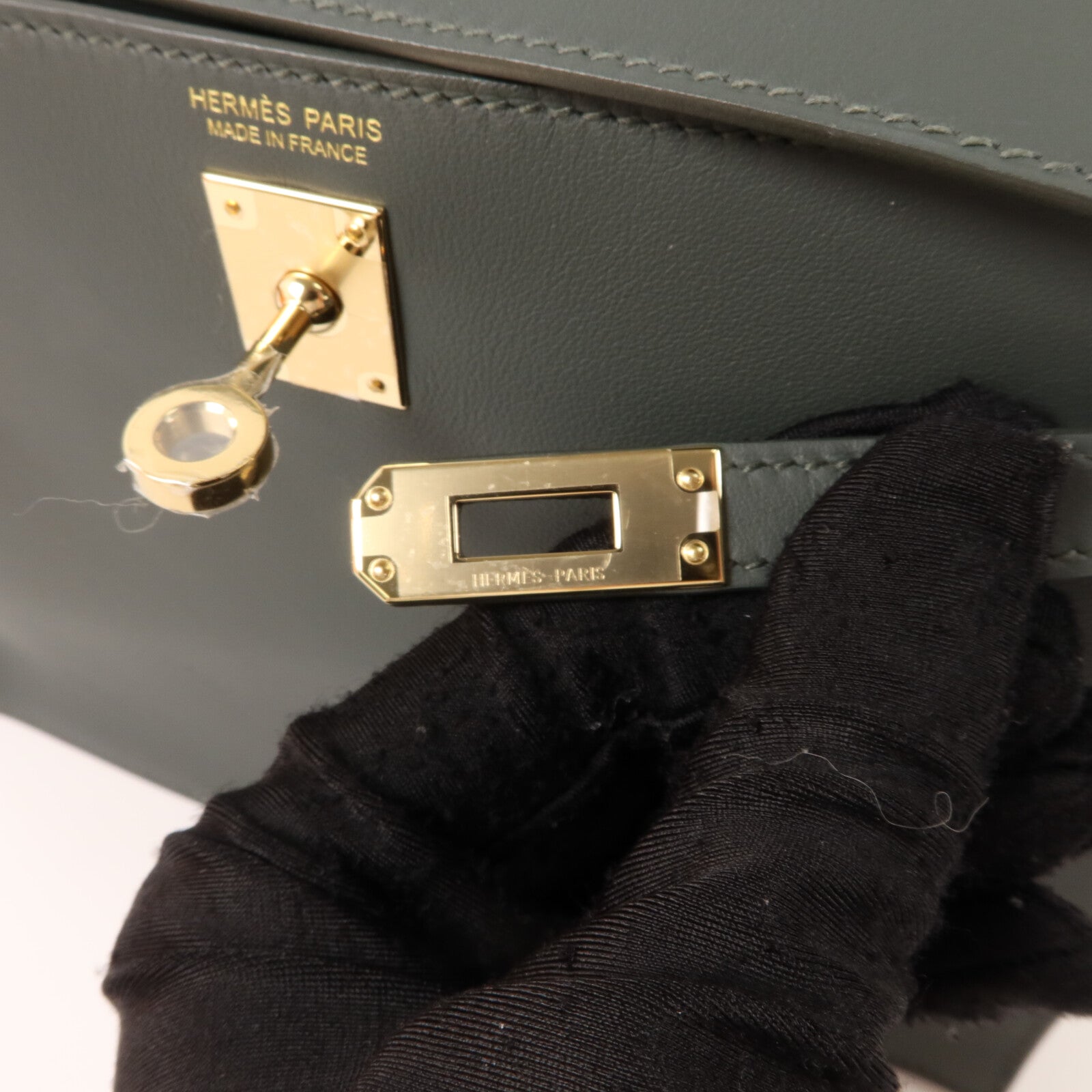 HERMES Swift皮革Kelly Danse肩背袋Vert Mangrove
