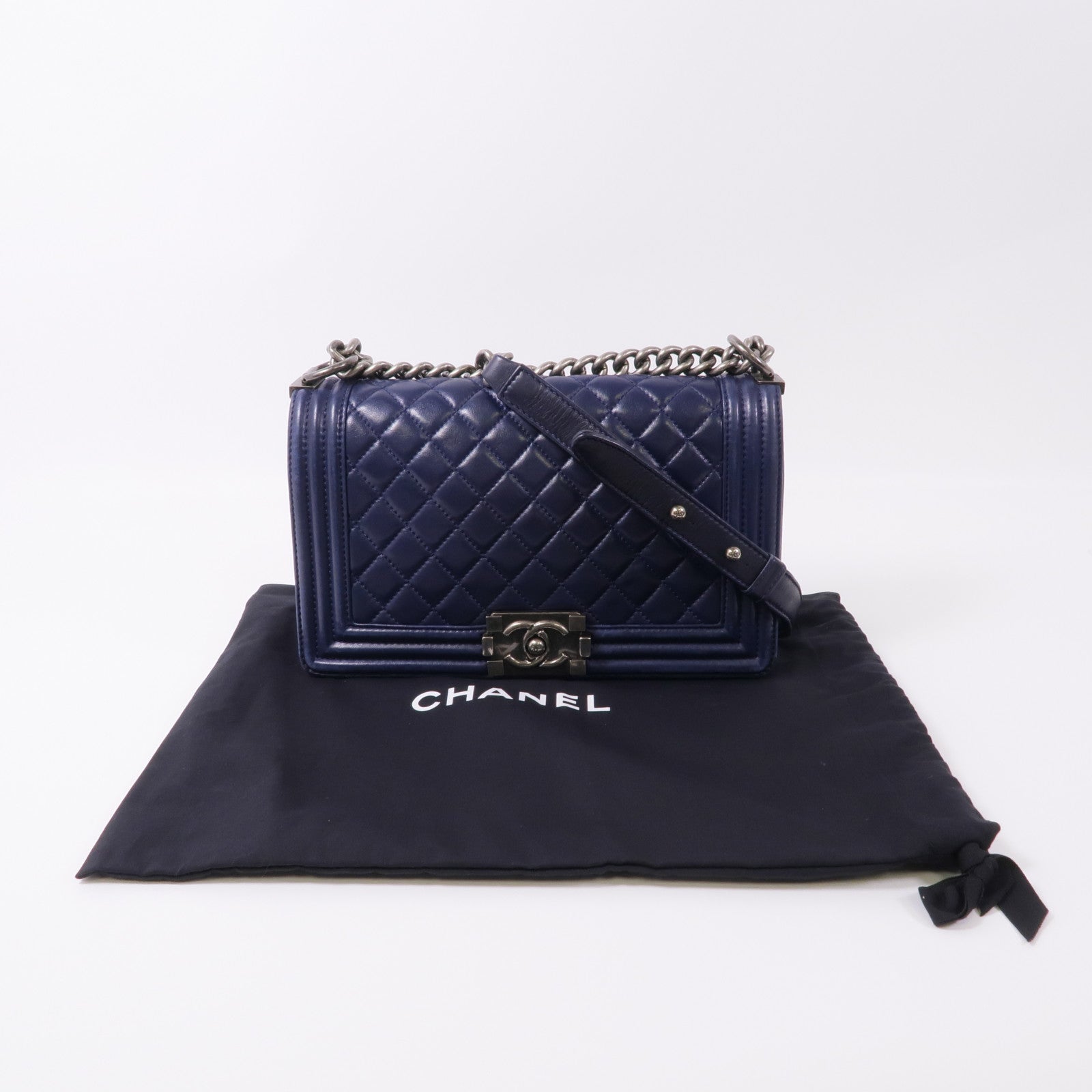 CHANEL 羊皮皮革Boy 25鏈帶肩背袋