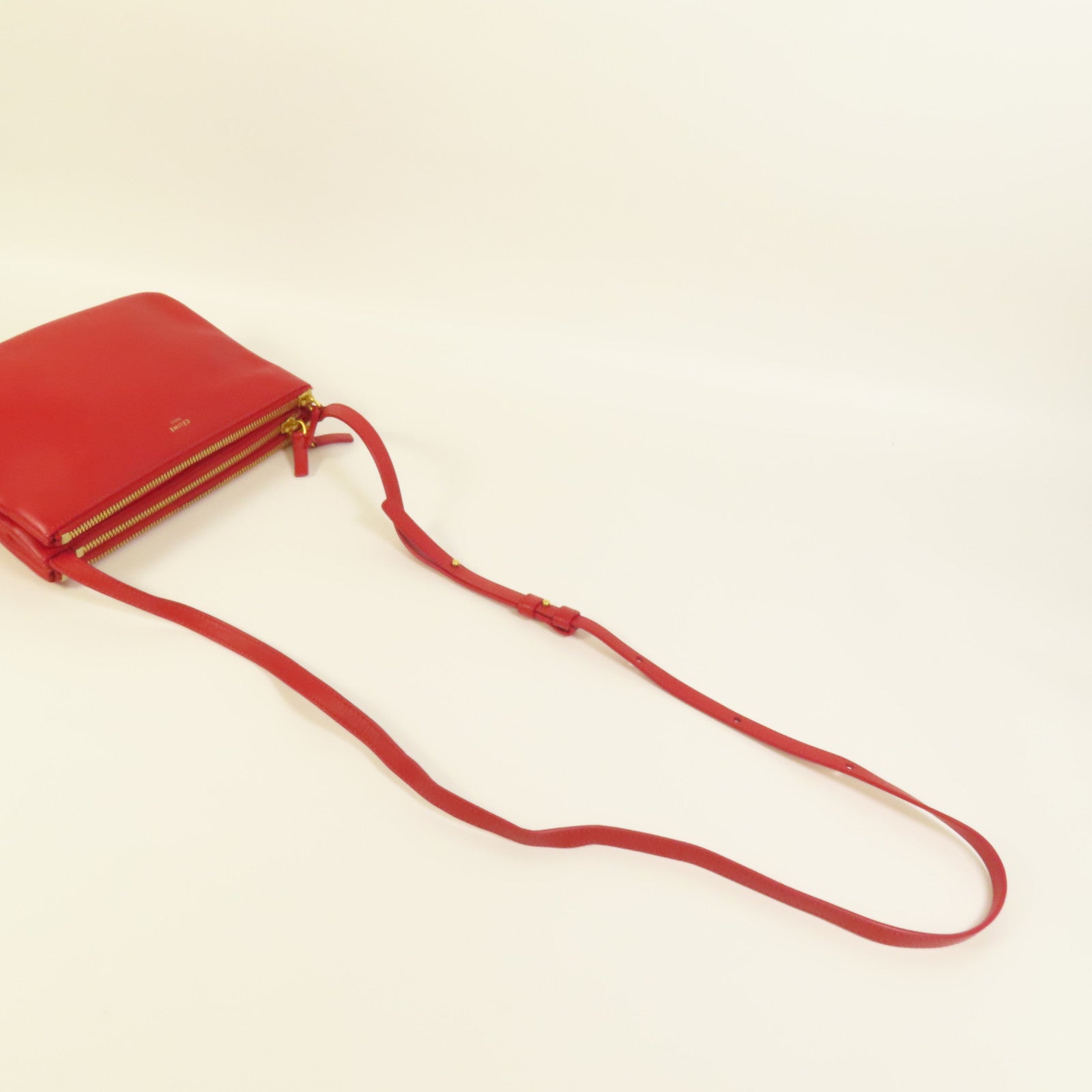 CELINE 羊皮皮革Trio金扣肩背袋