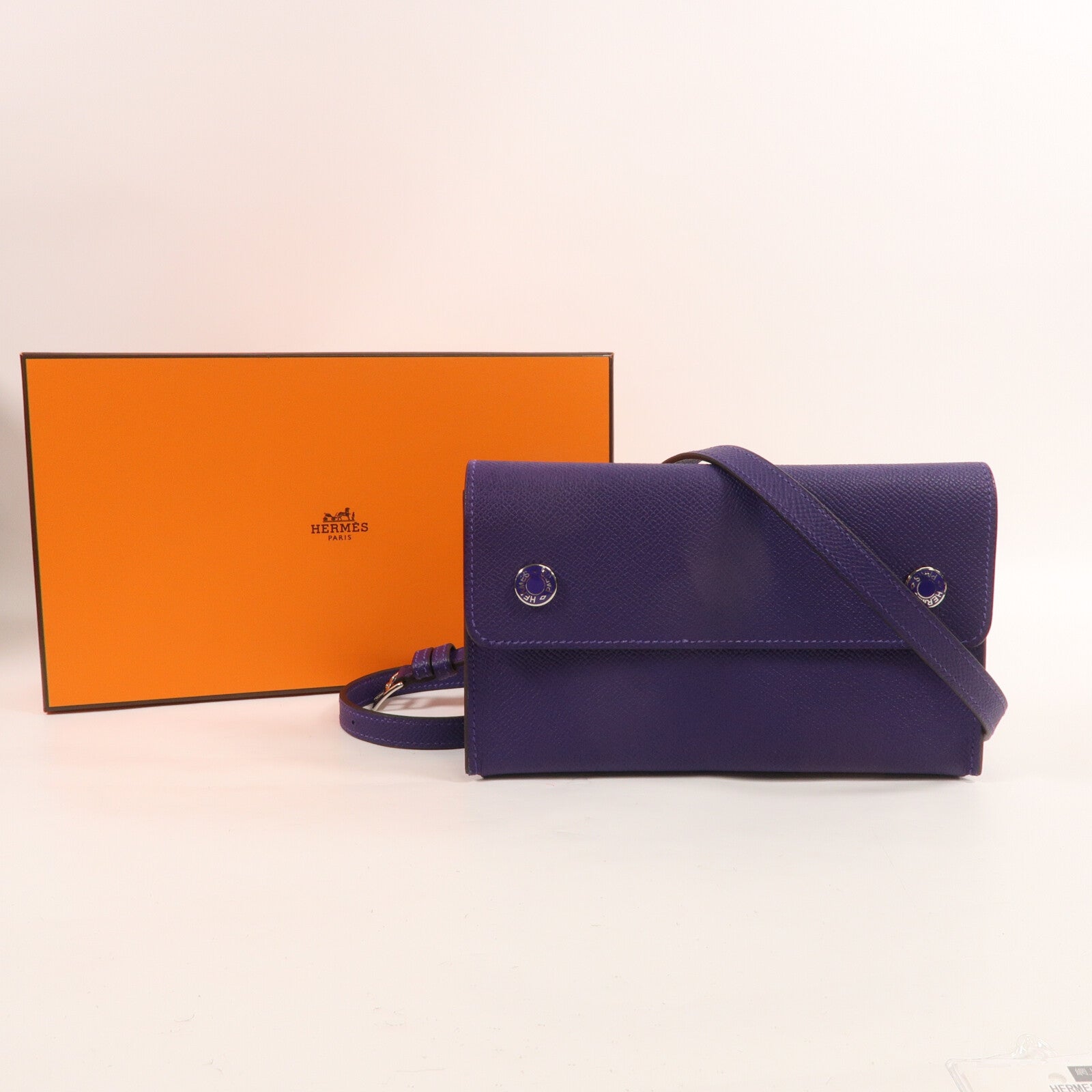 HERMES Epsom皮革Hermesnap肩背袋New Purple