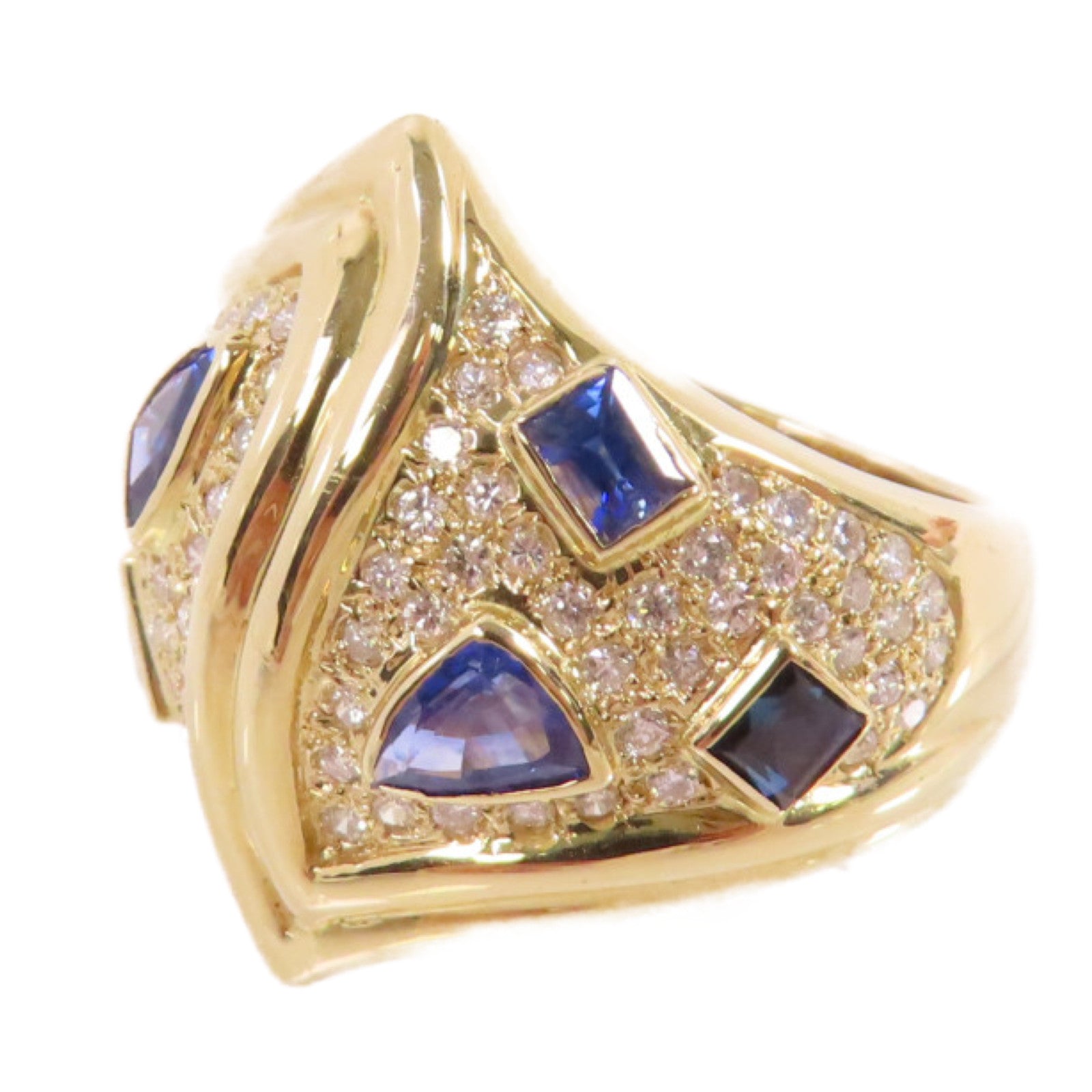 JEWELRY 【激減優惠】18K黃金/1.63ct藍寶石/0.68ct鑽石Sapphire Ring戒指US#6.75