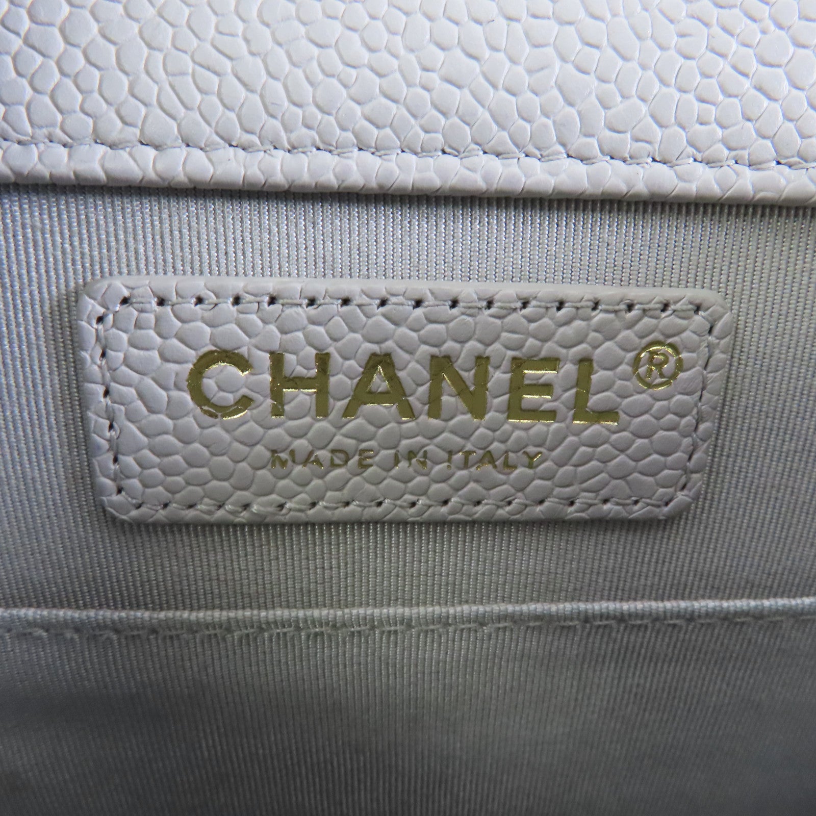 CHANEL 【激減優惠】菱格Caviar皮革Boy Chanel金扣鏈帶肩背袋灰色
