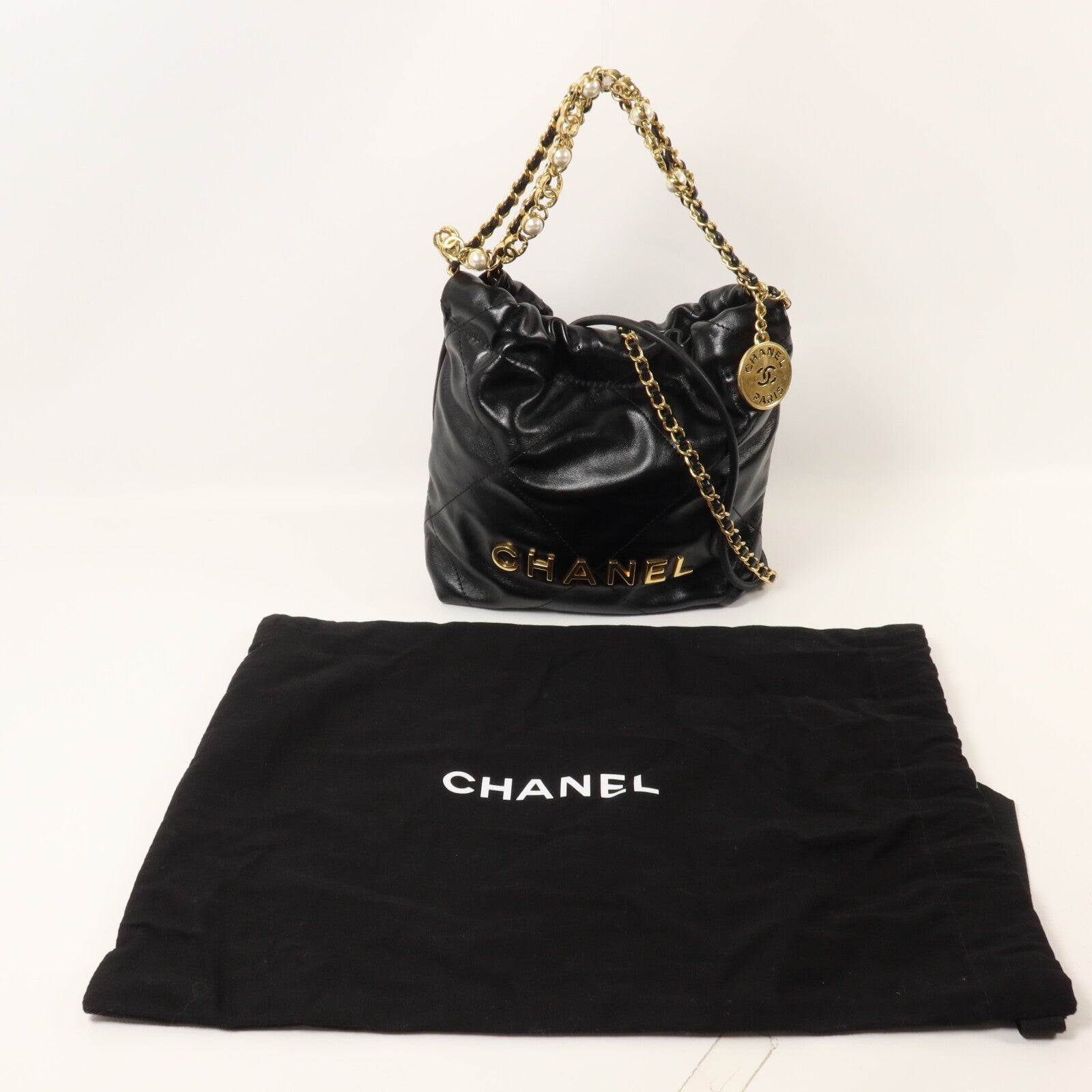 CHANEL 牛皮皮革Chanel 22 Mini鏈帶肩背袋
