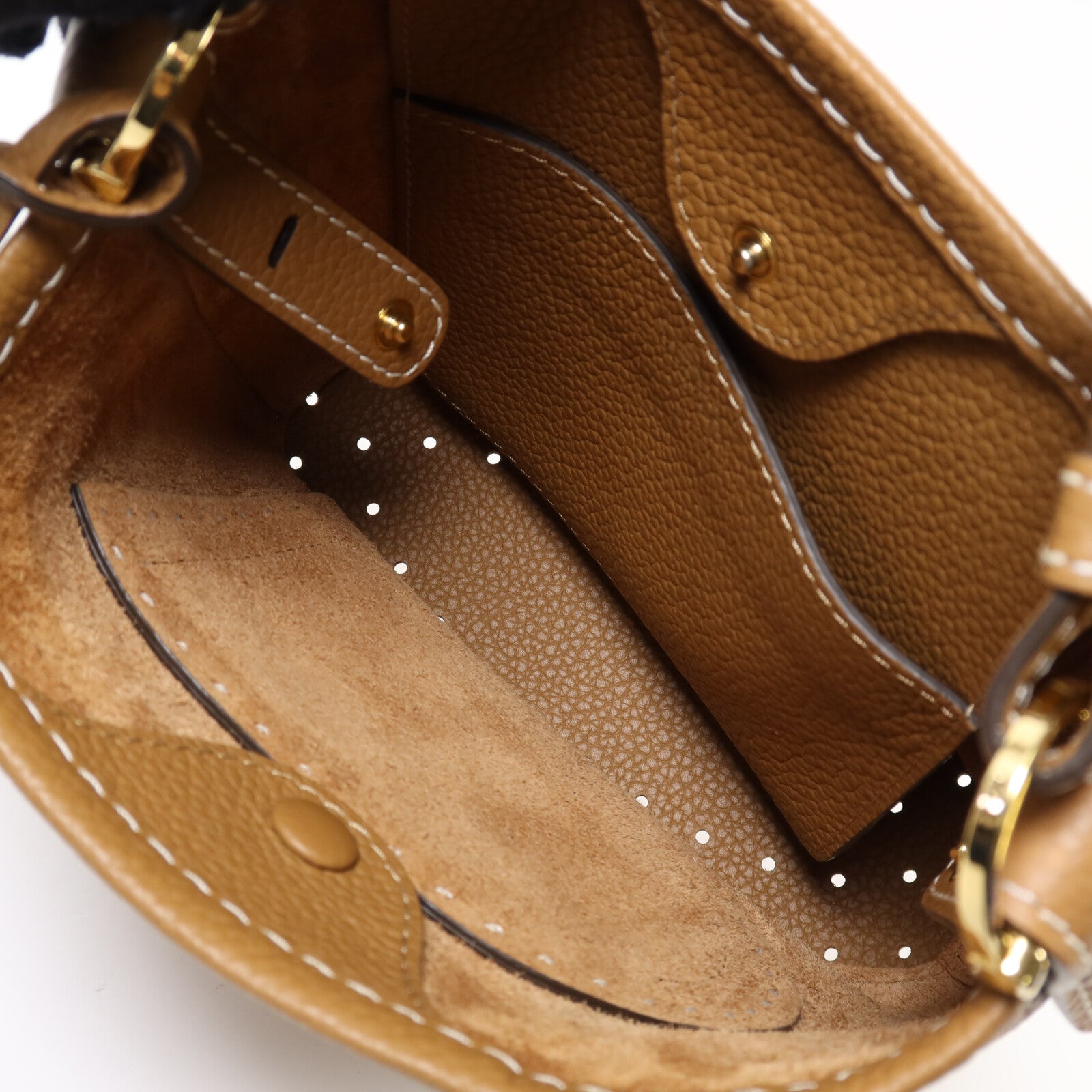 Delvaux 牛皮皮革Pin Mini Bucket金扣手挽袋