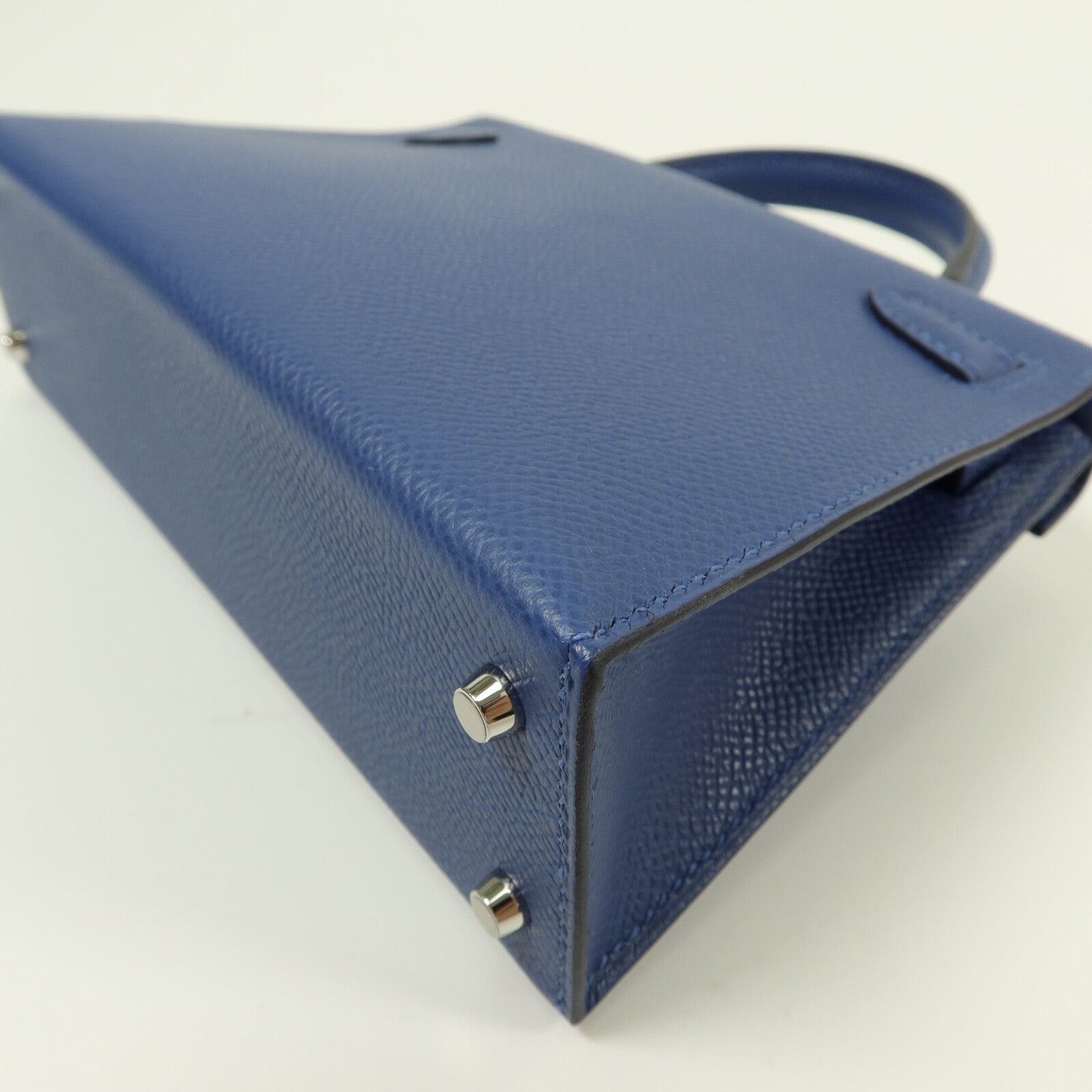 HERMES Epsom皮革Mini Kelly II手挽肩背兩用袋Bleu Tie