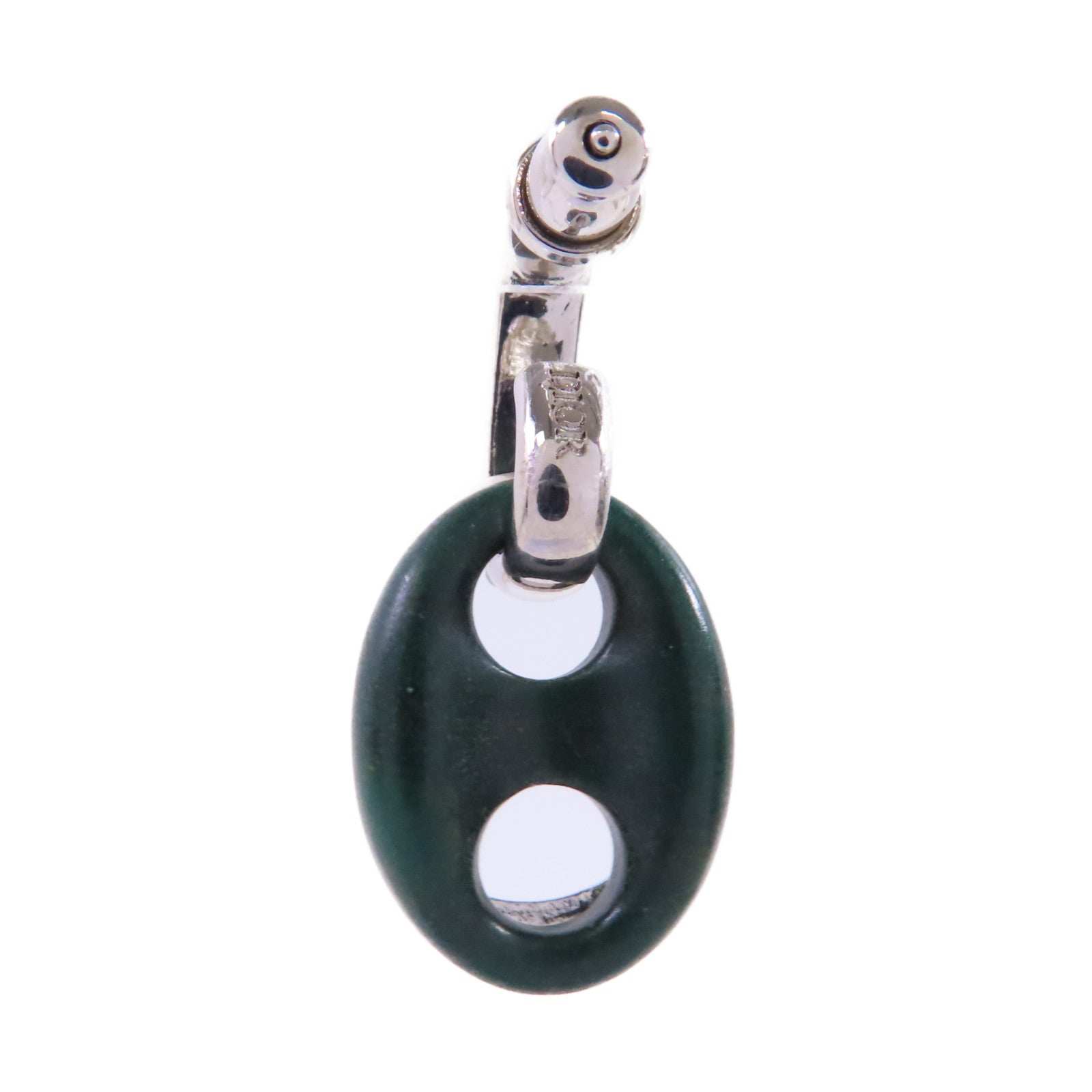 Dior CD Earring 500 Metal PVC Rhinestones Green