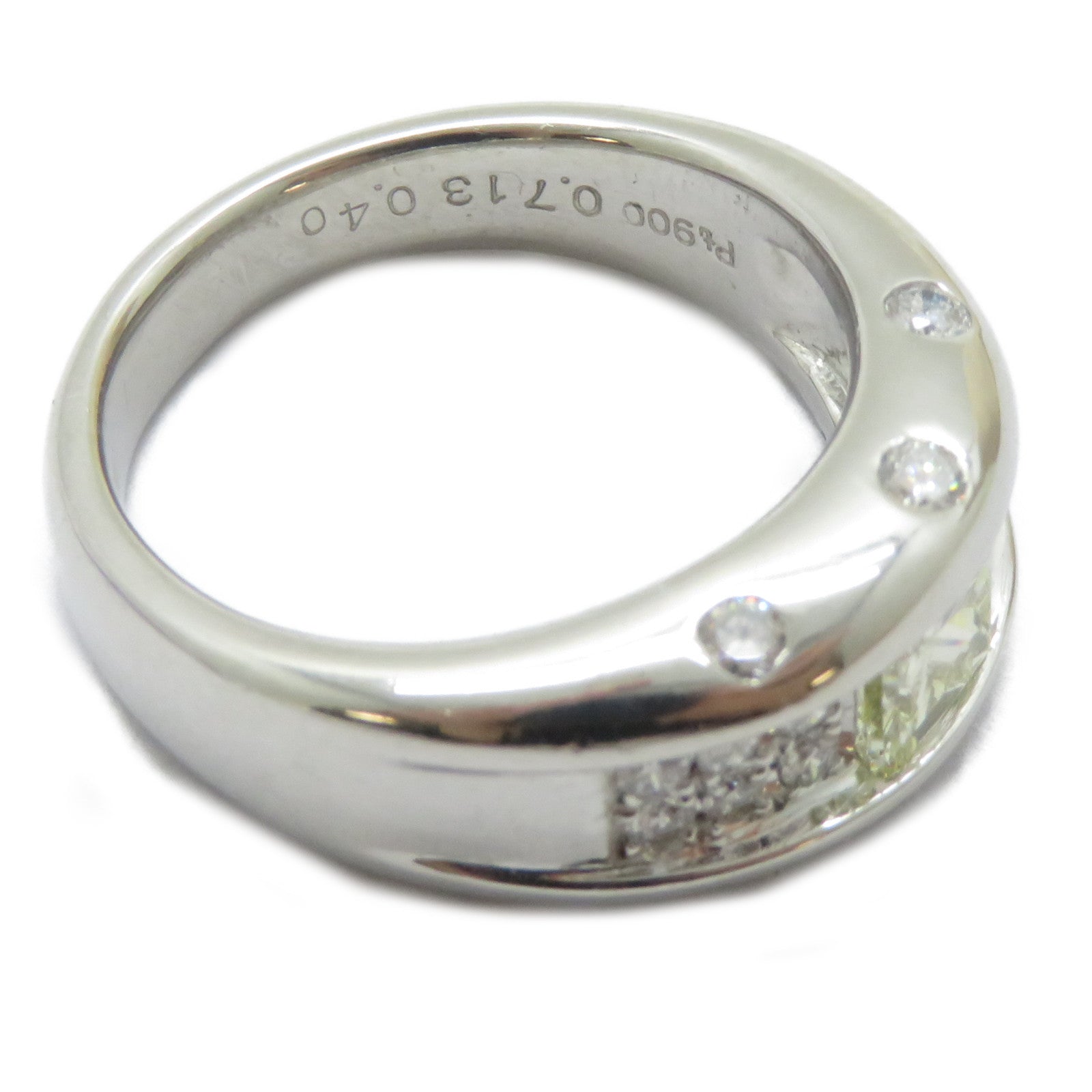 JEWELRY PT900鉑金Color Stone Ring 0.713ct黃色寶石/0.4ct鑽石戒指US#6.75