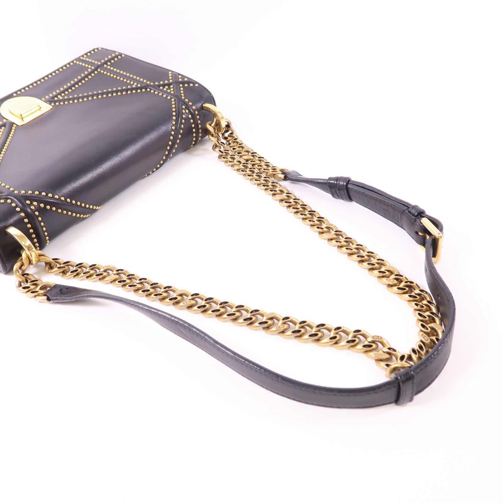 Dior CD GHW Diorama Chain Shoulder Bag Calfskin Leather Black