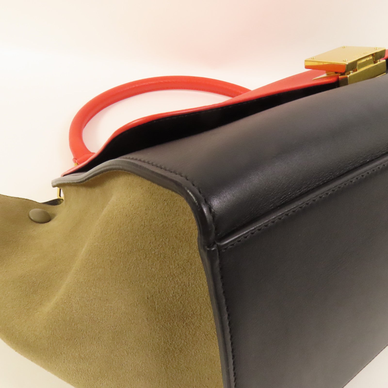 CELINE 牛皮皮革/麂皮皮革Trapeze金扣手挽肩背兩用袋