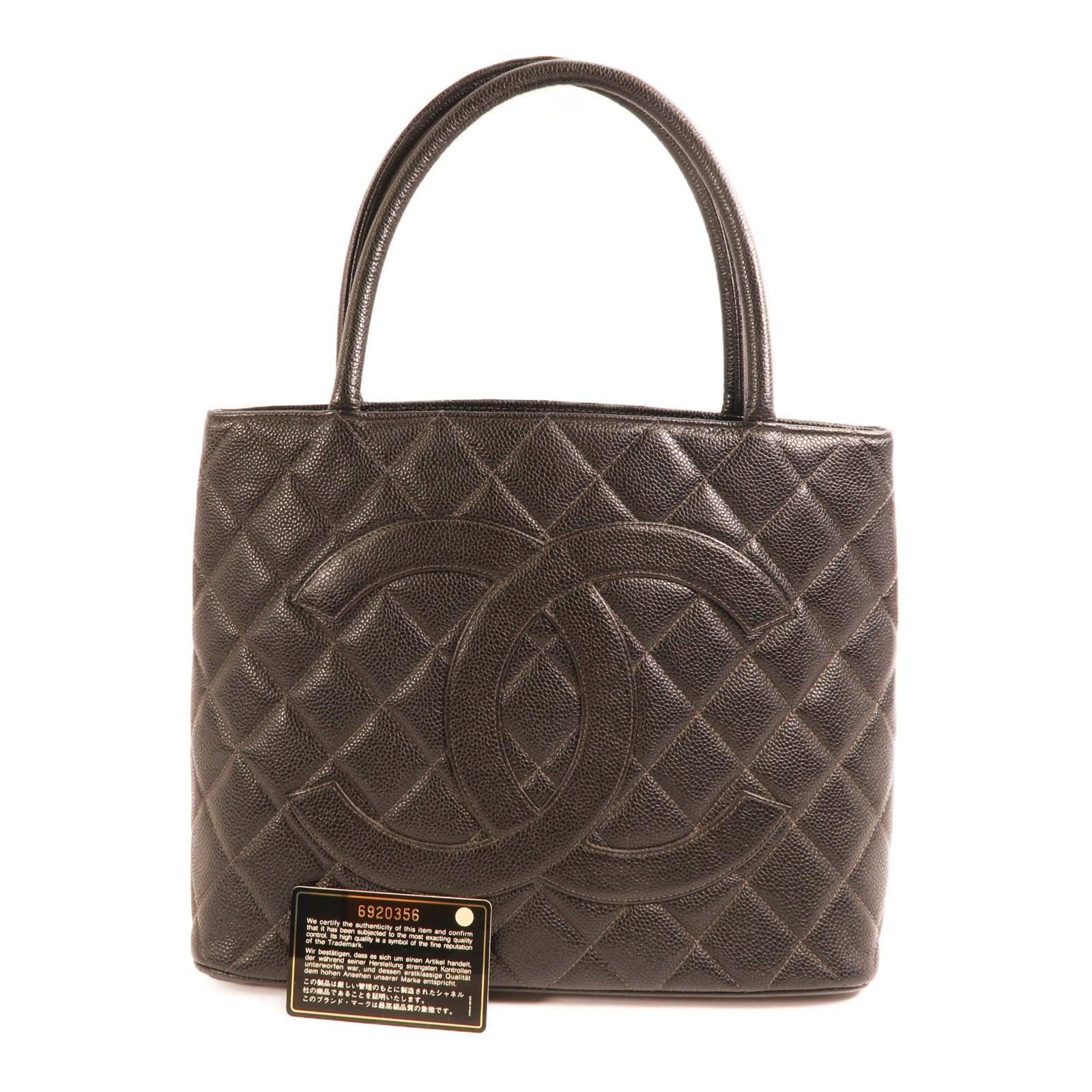 CHANEL 牛皮皮革Tote Bag銀扣肩背袋/手挽袋