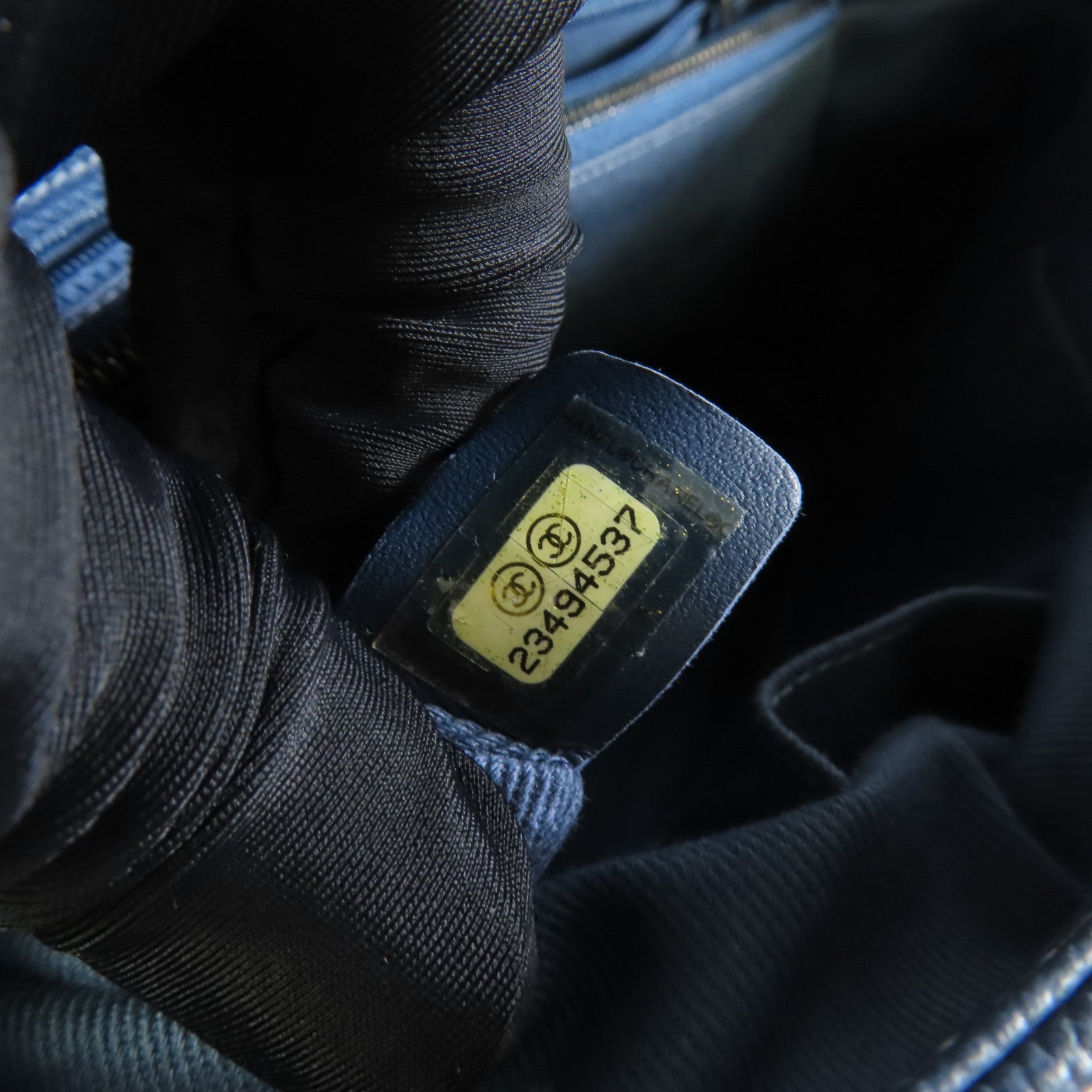 CHANEL CC Coco Handle Medium Chain 2 Way Bag A92990 Calfskin Leather Blue