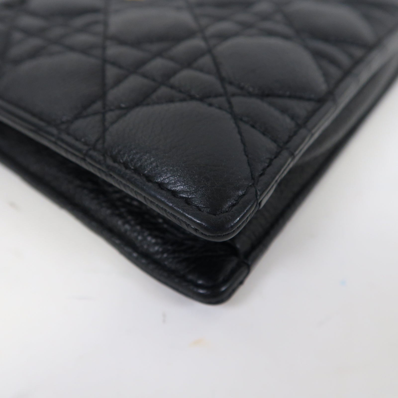 Dior 牛皮皮革Caro Every Dior金扣鏈帶肩背袋黑色