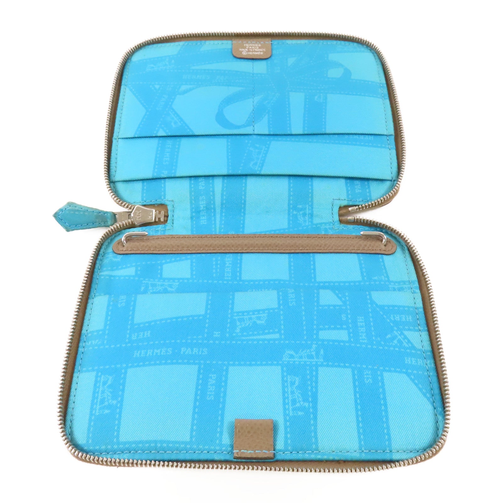 HERMES 皮革Wallet銀扣錢包18 Etoupe