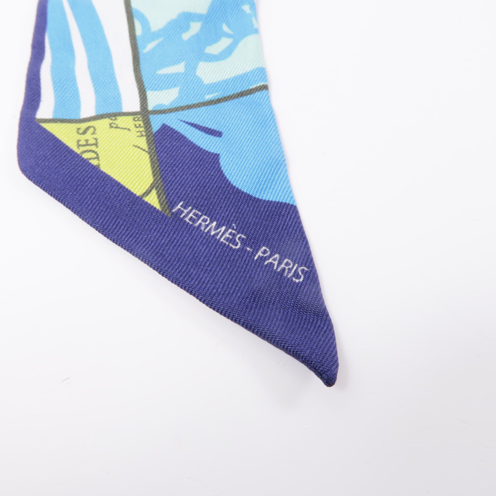 HERMES 【激減優惠】絲質Twilly絲巾藍色