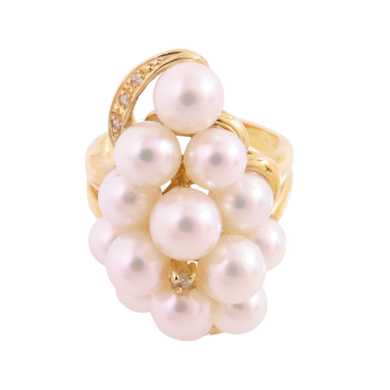 JEWELRY 18K黃金/珍珠/鑽石Pearl Diamond Ring戒指US#7.25