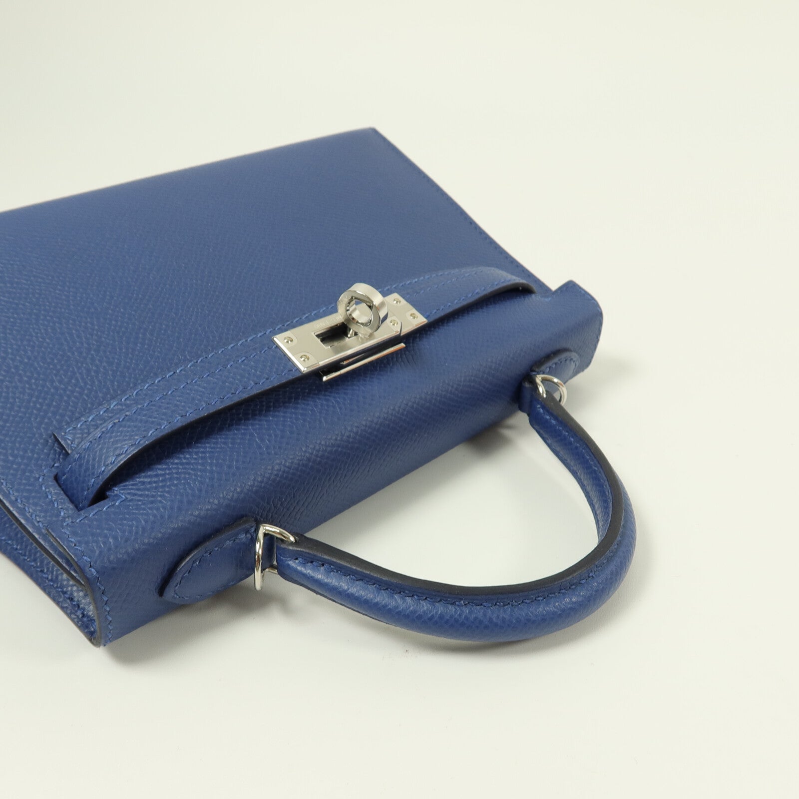 HERMES Epsom皮革Mini Kelly II手挽肩背兩用袋Bleu Tie
