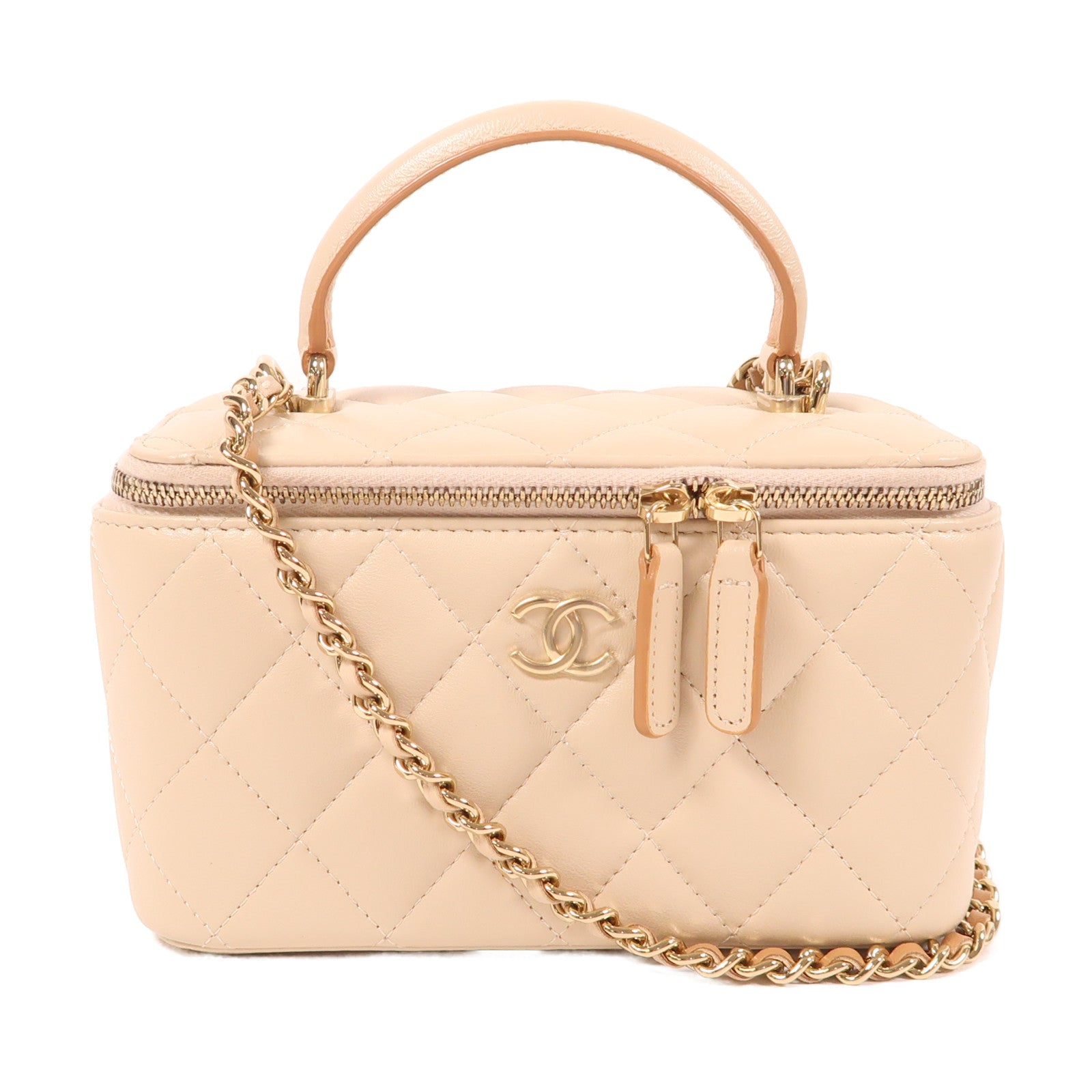 CHANEL 羊皮皮革Vanity Case金扣手挽肩背兩用袋