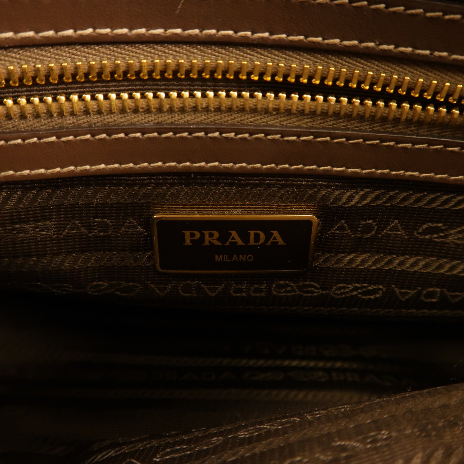 PRADA 帆布/皮革2 Way Shoulder金扣手挽肩背兩用袋