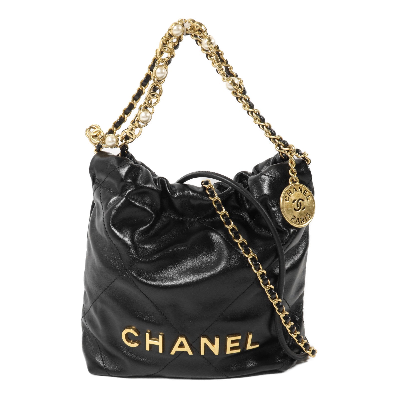 CHANEL 牛皮皮革Chanel 22 Mini鏈帶肩背袋