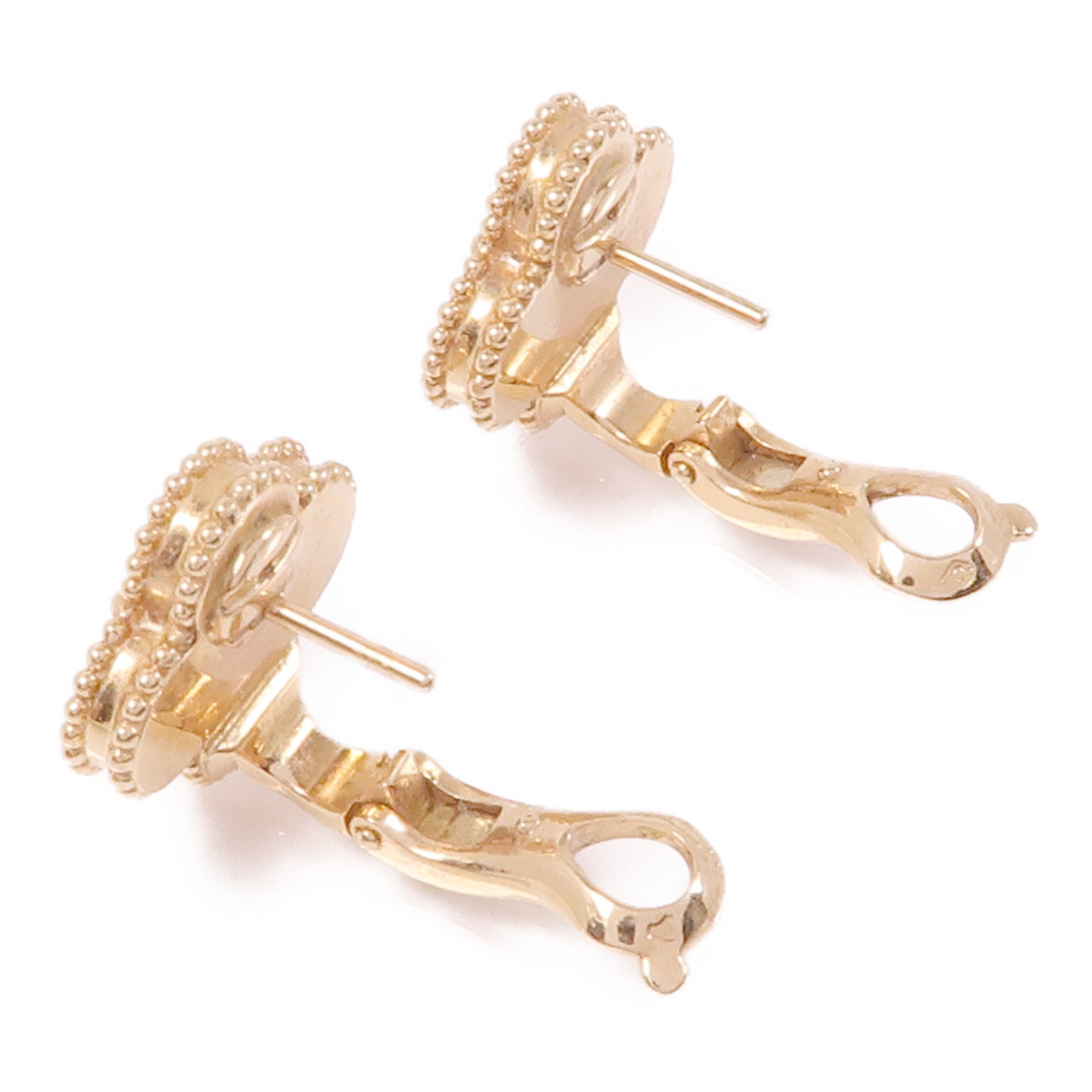 Van Cleef & Arpels 18K玫瑰金Vintage Alhambra Earrings鑽石/縞瑪瑙耳環