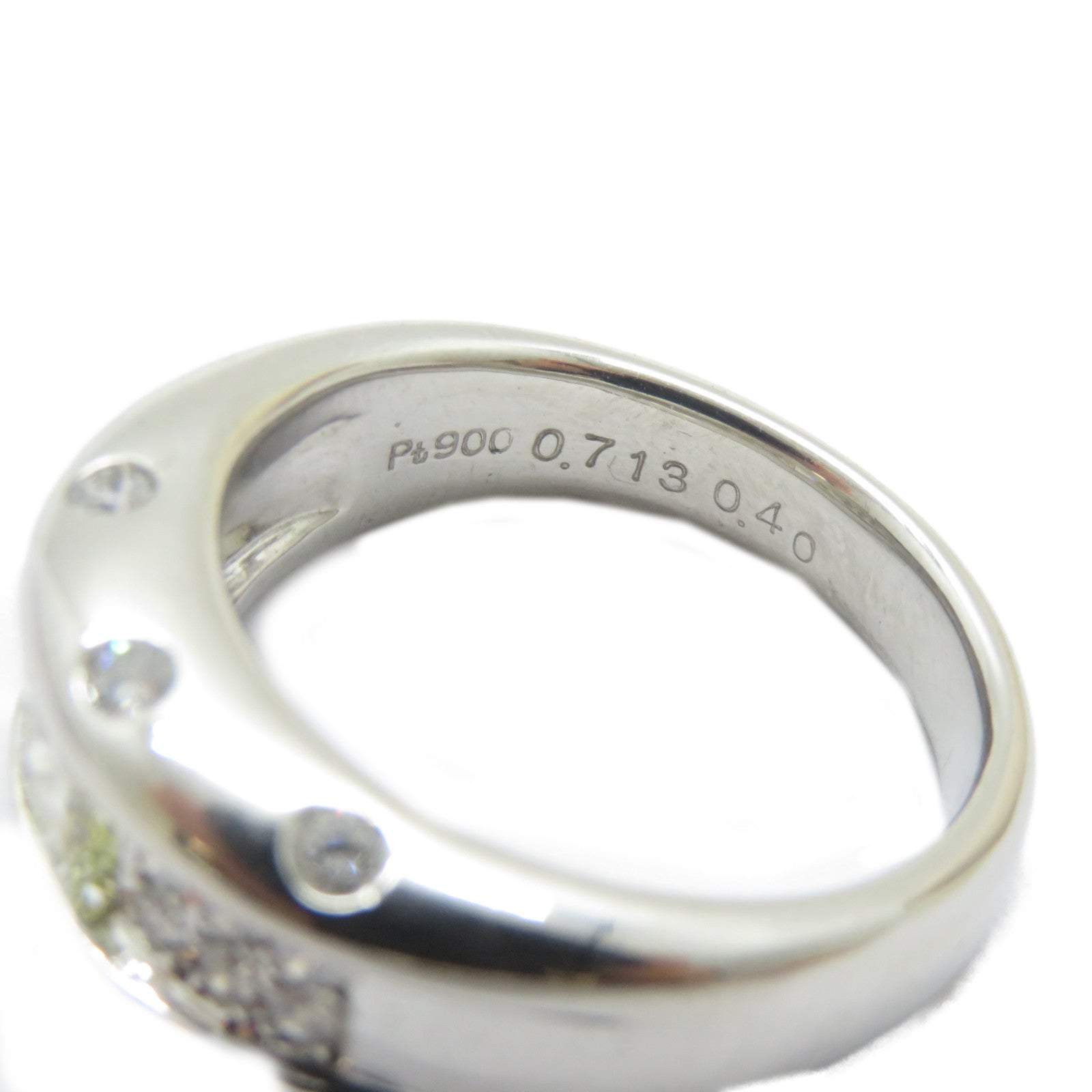 JEWELRY PT900鉑金Color Stone Ring 0.713ct黃色寶石/0.4ct鑽石戒指US#6.75
